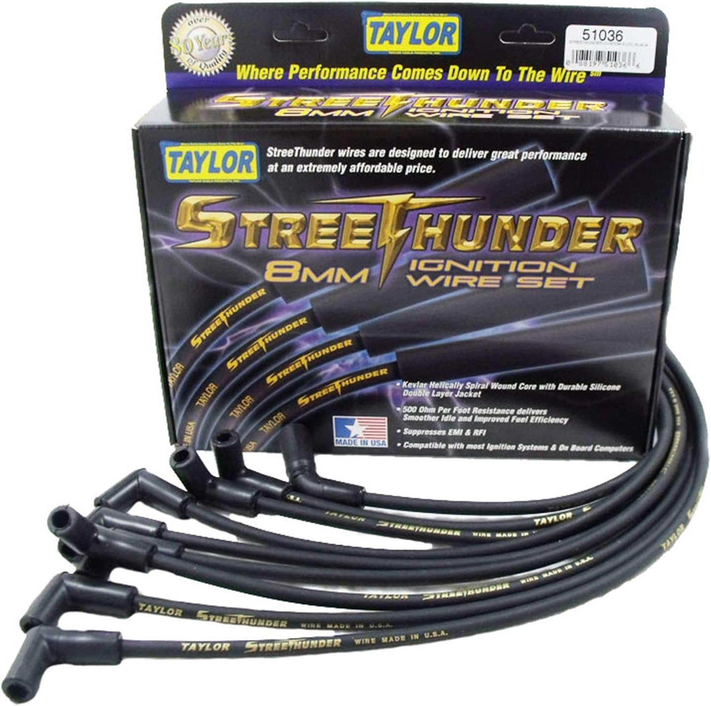 Taylor Cable 51036 Ignition Wire Set, 1 Pack, Black