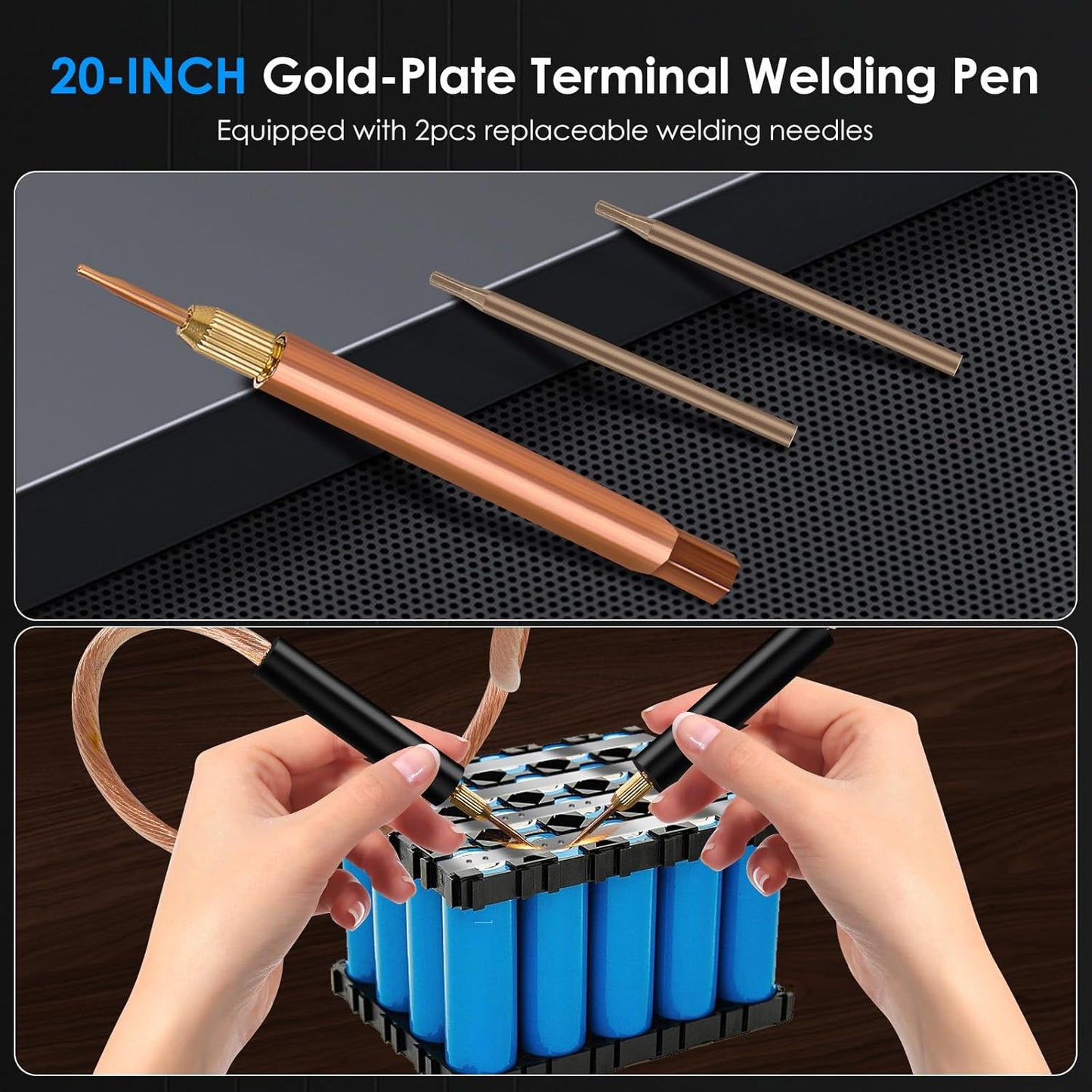 Battery Spot Welder, 3000F Capacitor Battery Spot Welder, 25 Gears Adjustable Portable Super Capacitor Spot Welder for 0.1-0.3mm Nickel Strip Welding