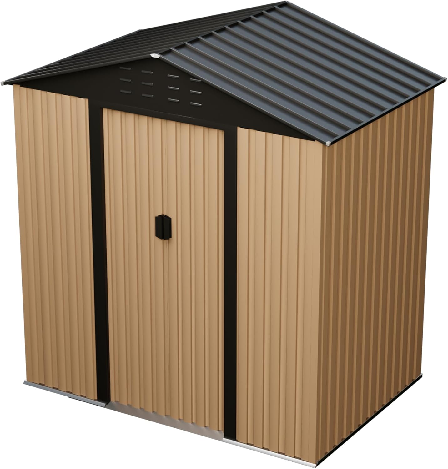 6 x 4 FT Storage Shed, Outdoor Metal Storage Shed, Metal Garden Tool Shed with Roof, Door & Lock, Waterproof and Anti-UV, for Patio Garden Yard, Brown
