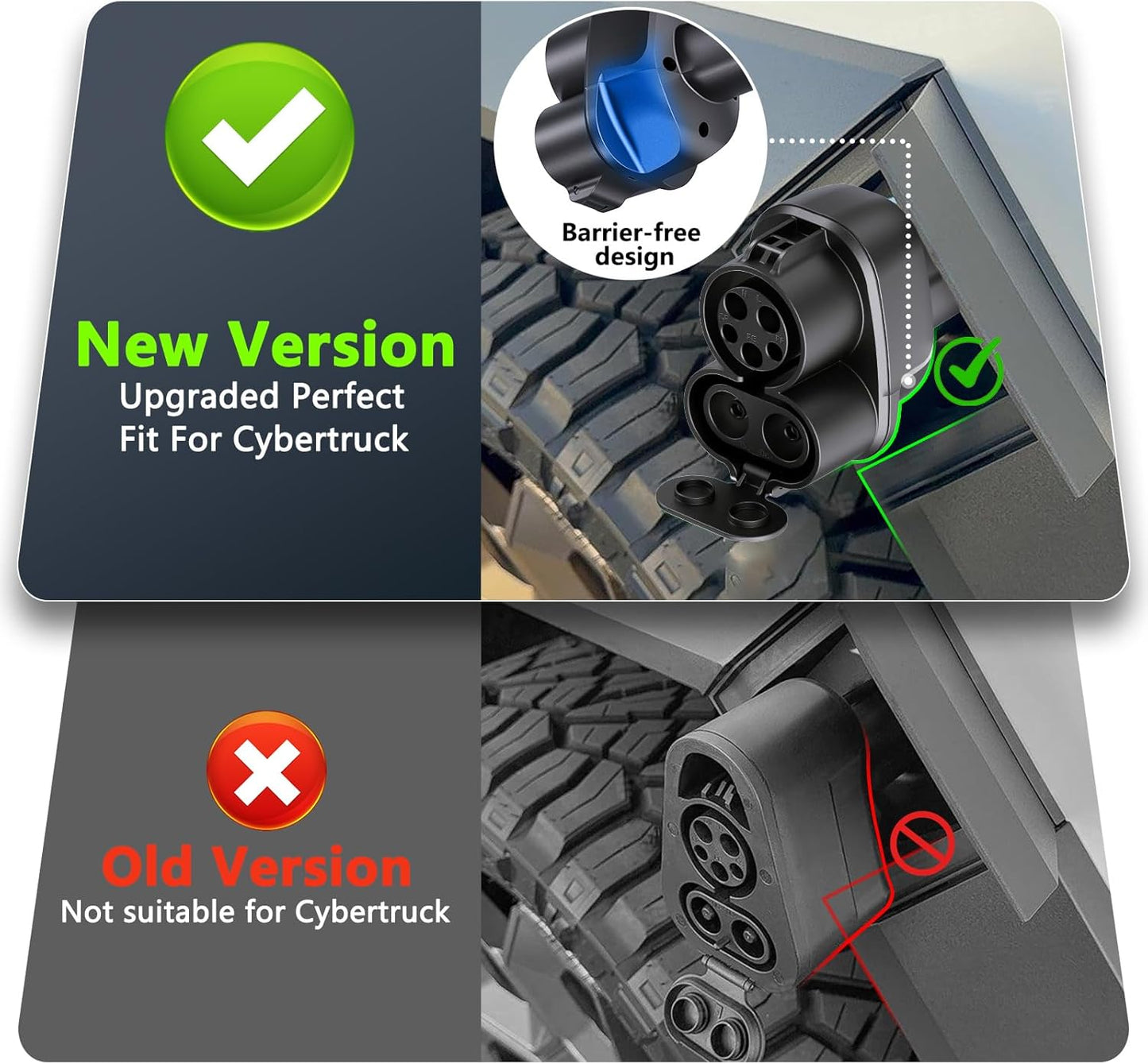4-in-1 CCS & J1772 to Tesla Adapter, for Tesla Model 3/Y/S/X/Cybertruck at CCS1 DC Fast Chargers & J1772 Level 1/2 Stations, Compatible with All Tesla Models