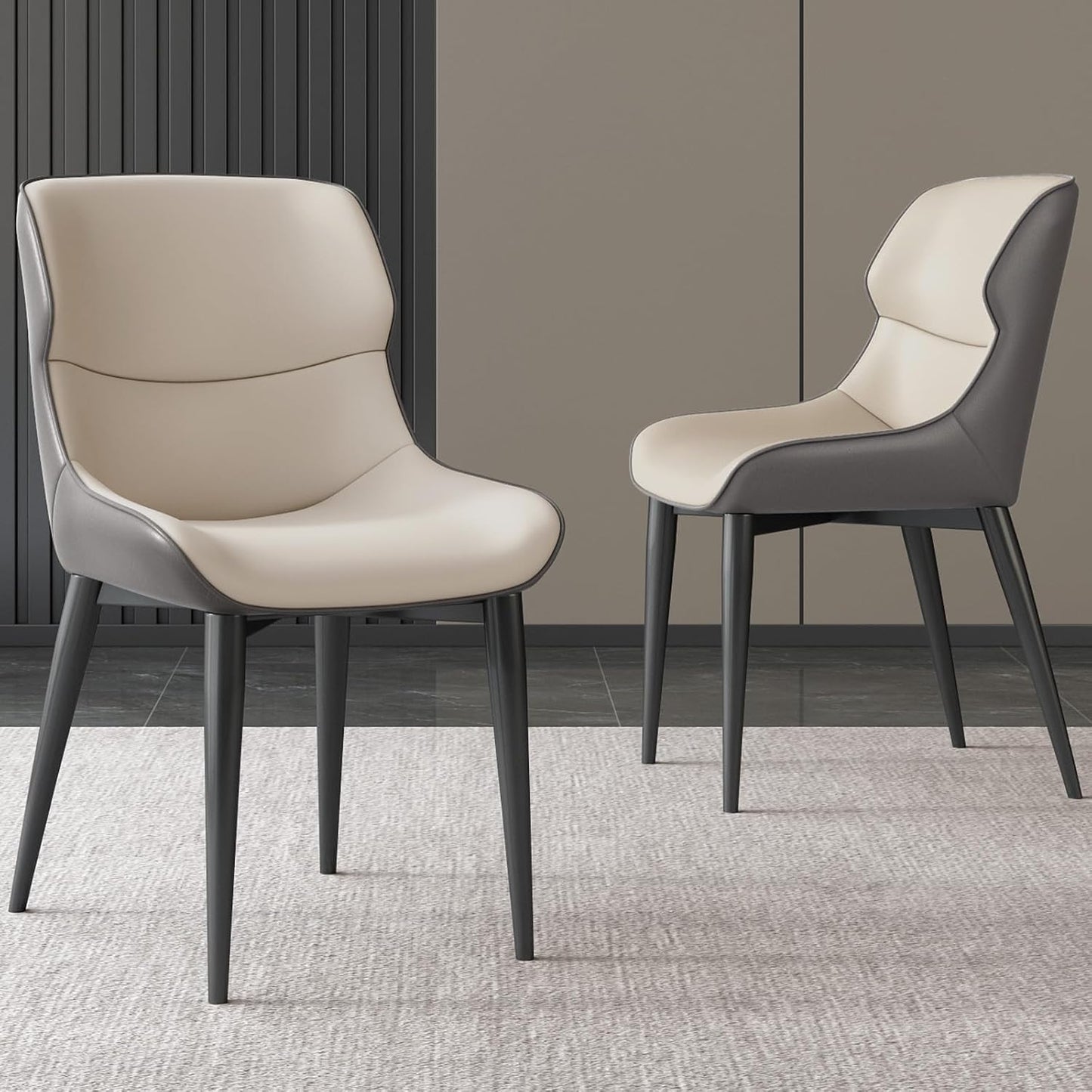 Sofa Chair Set of 2, Modern Desk Chairs, Kitchen Dining Chair with Metal Legs for Home Office, Bedroom & Living Room
