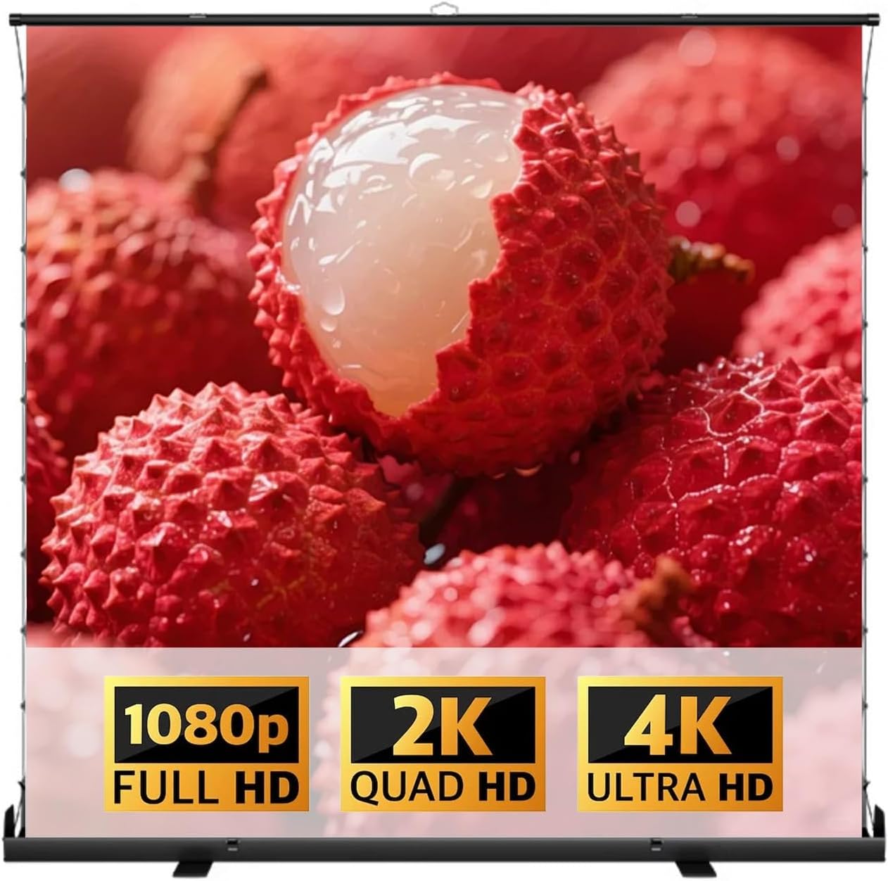 60/72/80/92in 4K HD Movie Screen with Adjustable Height, 3D Ultra HD Floor Pull Up Scissor Backed Projector Screen for Outdoor Indoor(72 Inch)