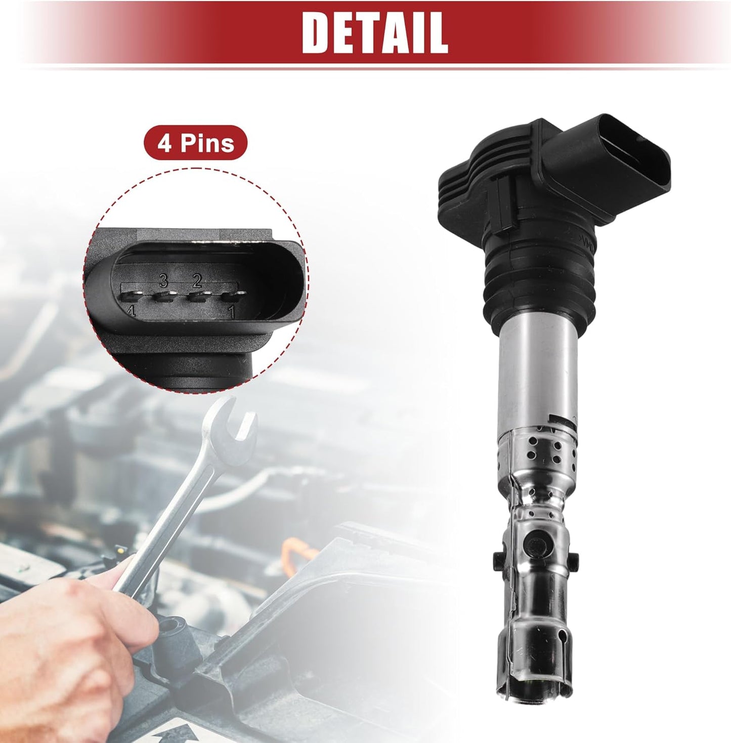 ACROPIX Automotive Ignition Coil Fit for Volkswagen Passat 2000-2005 for Audi TT Quattro 2001-2006 No.06A905115D/06A905115 - Pack of 4