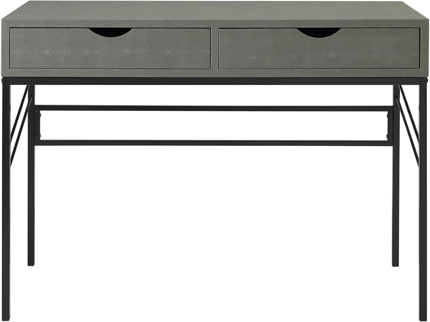 Walker Edison 2 Drawer Modern Wood and Metal Computer Writing Desk Home Office Workstation Small, 44 Inch, Grey