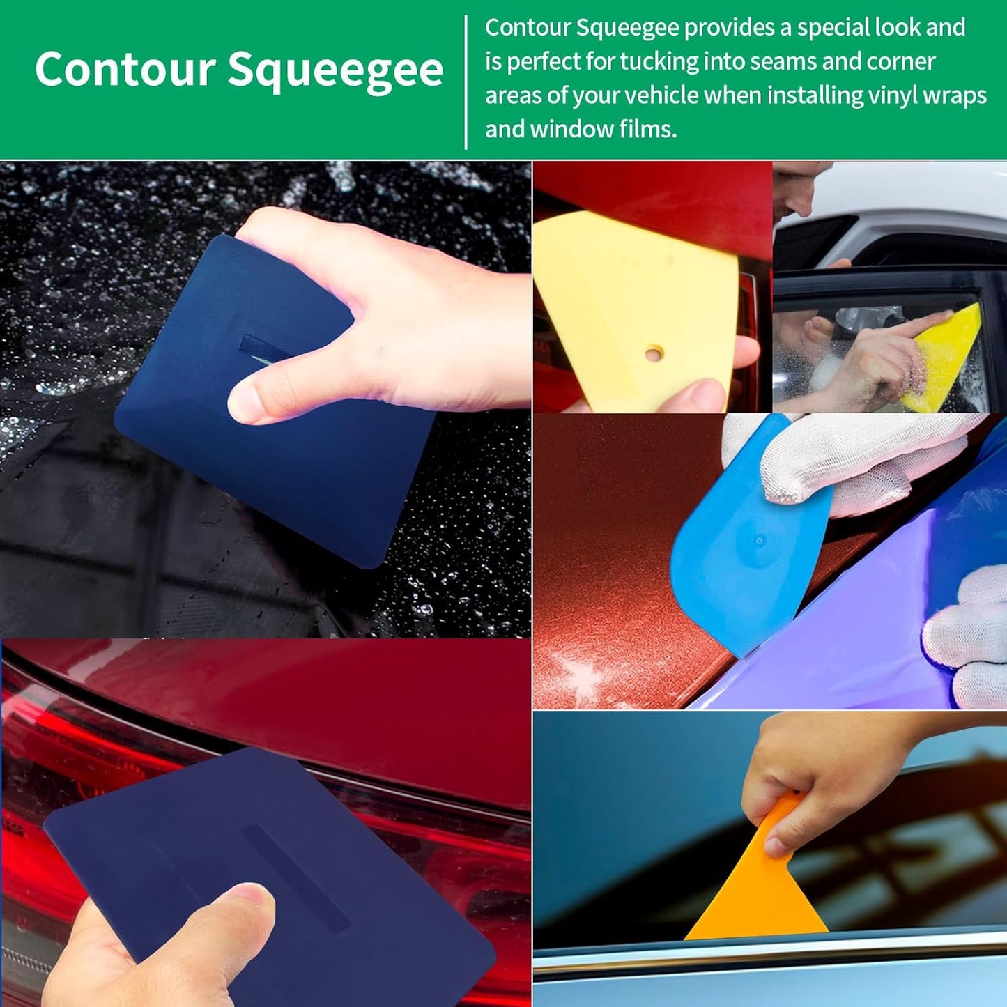 Vehicle Vinyl Wrap Applicator Tool Kit Car Wrap Squeegee Kit Automotive Window Tint Tools with Vinyl Wrap Magnetic Holder for Car Wrapping