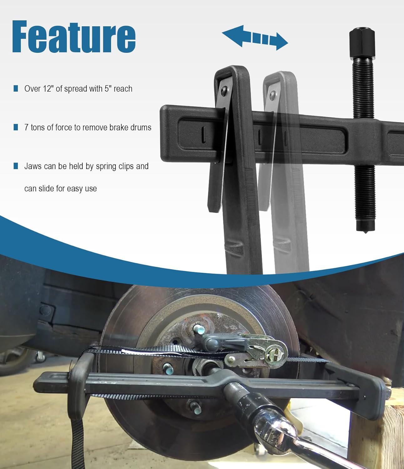 6980 Drum and Rotor Puller, Drum Brake Hub Puller for Removing Hub Drums, Rotors, Drive Wheels, Gears, Flywheels, Pulleys
