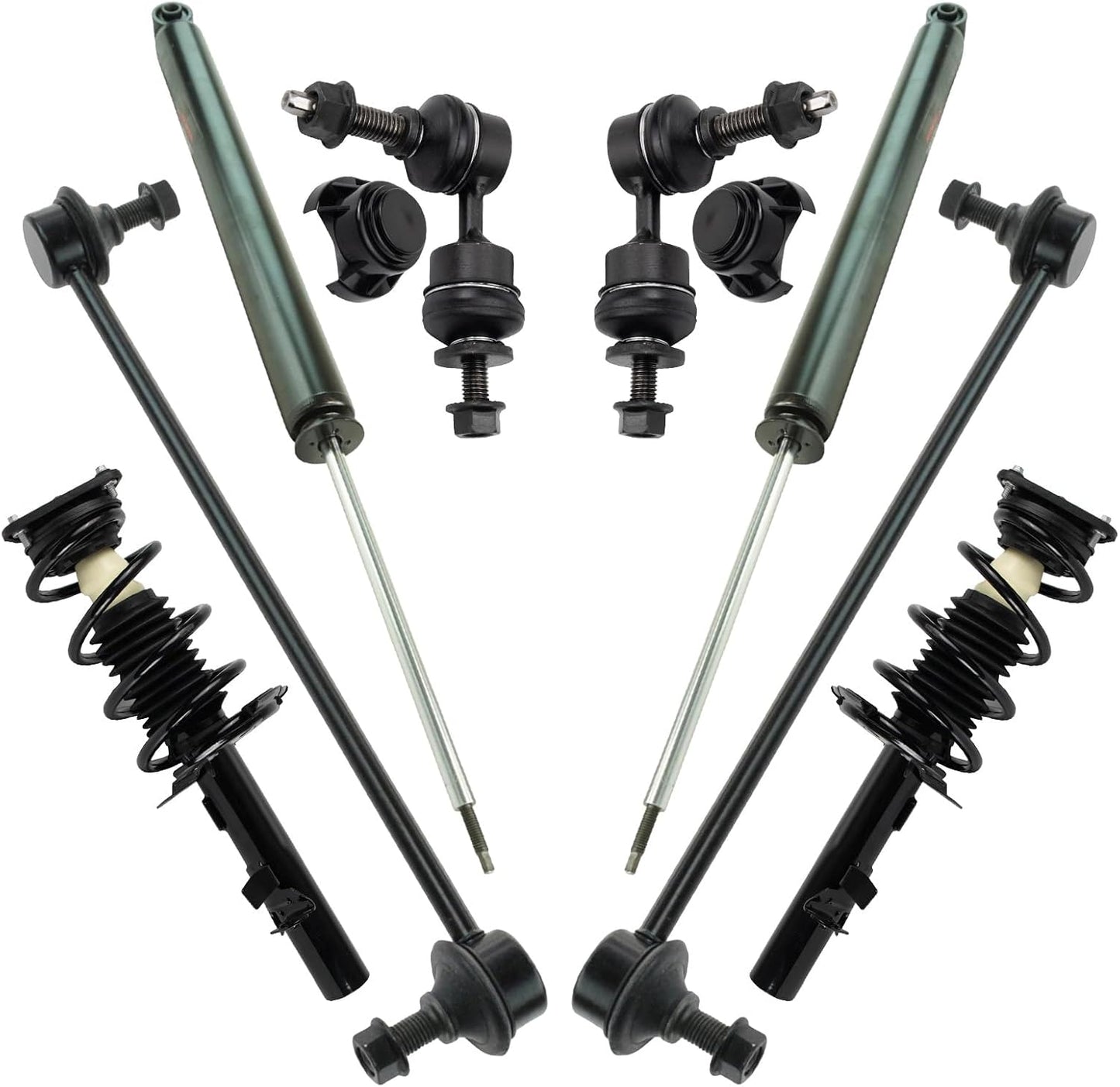 TRQ Front and Rear Suspension Kit Complete Strut & Coil Spring Assembly Shock Absorber Sway Bar Stabilizer Link Compatible with 06-13 BMW