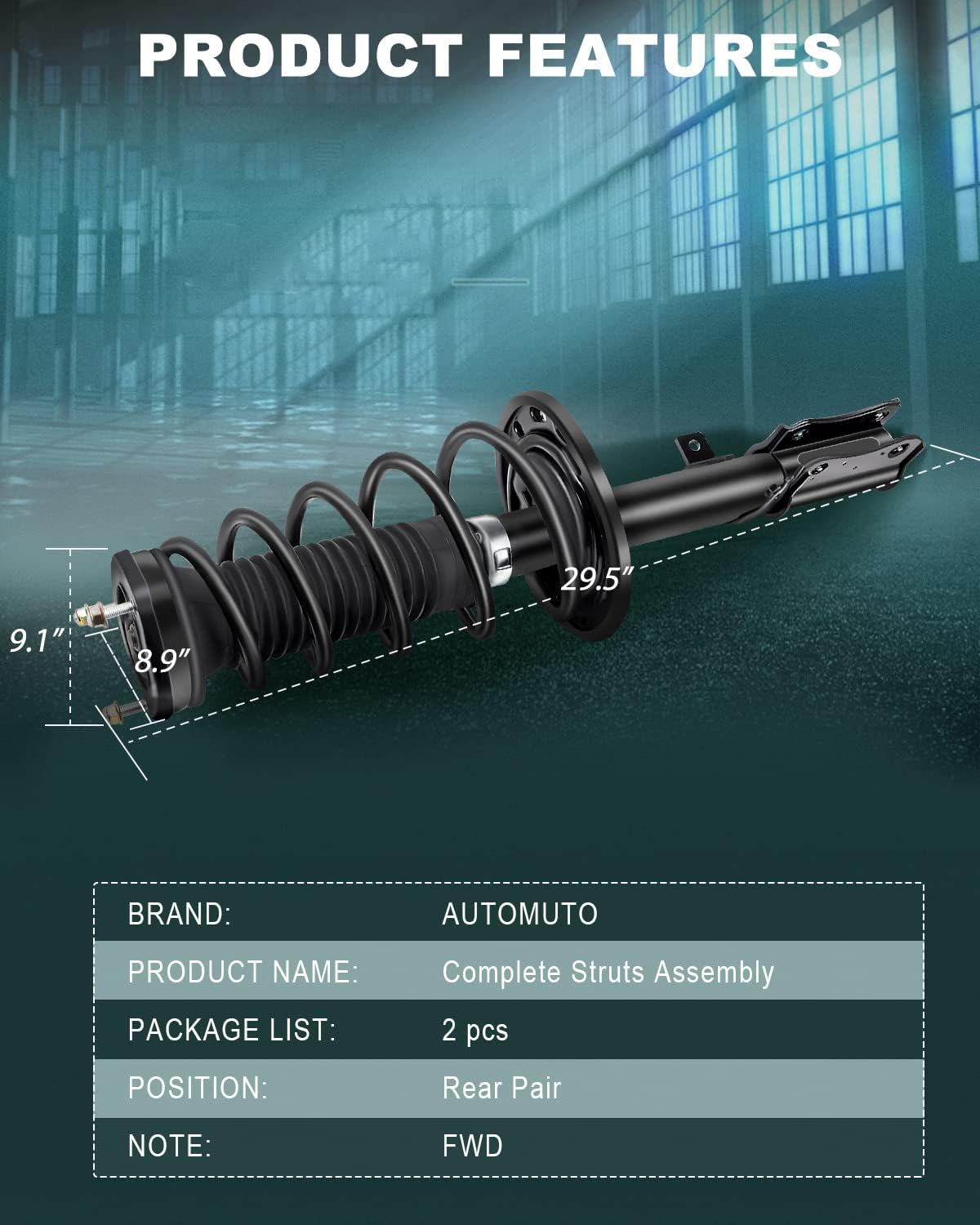 AUTOMUTO 2x Rear Strut Spring Assembly strut and shock FWD for 2002-2006 for Toyota Camry,2004-2006 for Lexus Es330, 2004-2006 for Toyota Solara