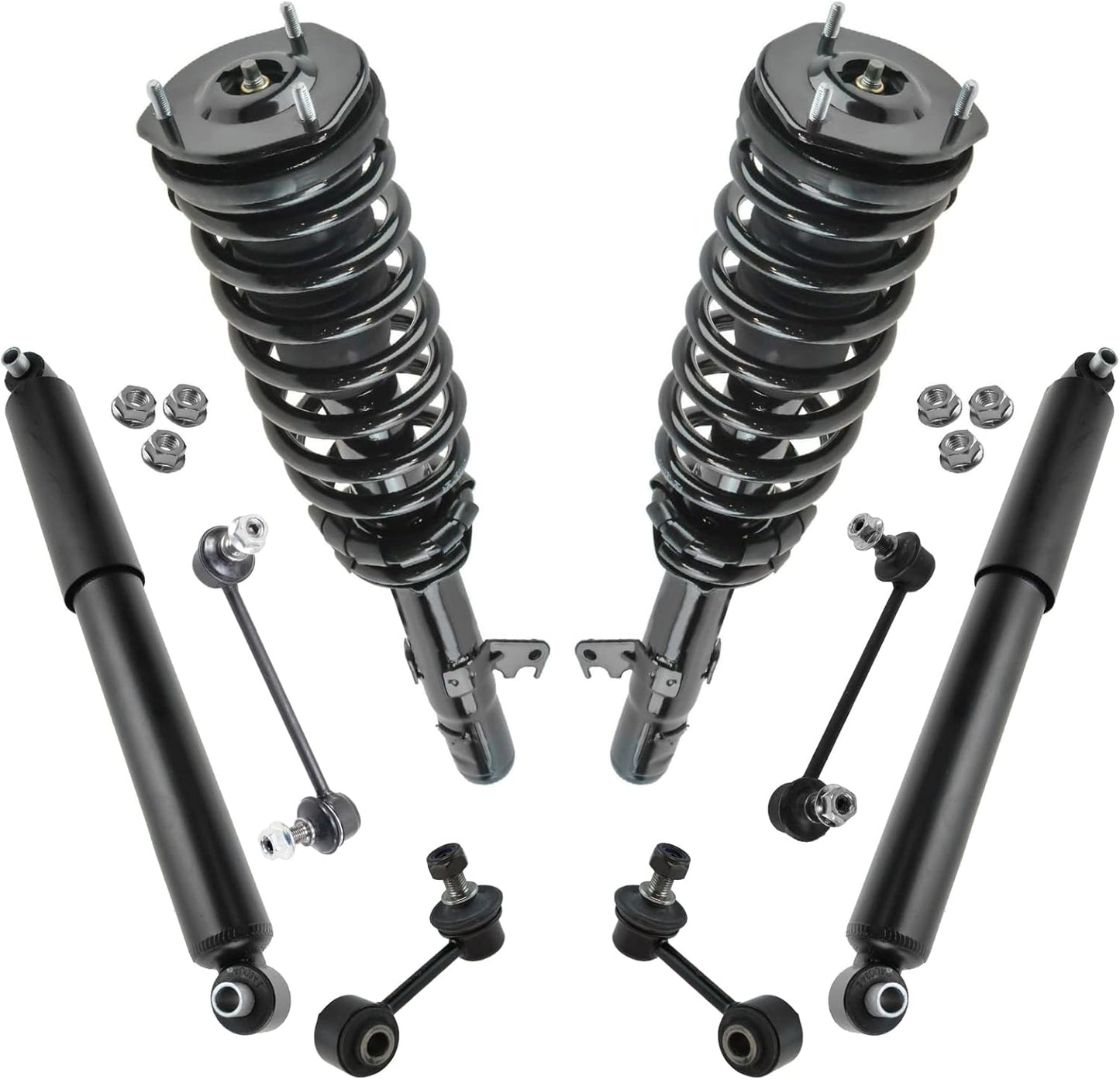 TRQ Front and Rear Suspension Kit Complete Strut & Coil Spring Assembly Shock Absorber Sway Bar Stabilizer Link Compatible with 06-13 BMW