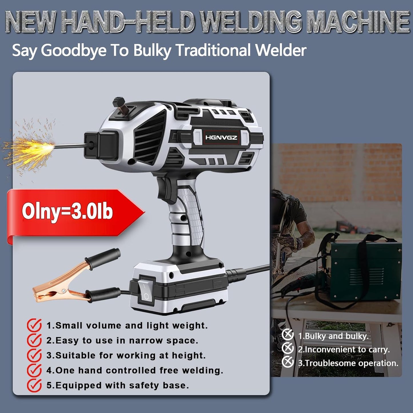Welding Machine Handheld,20-120A 110V Portable Stick Welder 20pcs Rods,IGBT Hand Held Welder Machine withHot Start Arc Force Anti-stick ARC Welder Gun,6 Variable Current Adjustment (Grayish black)