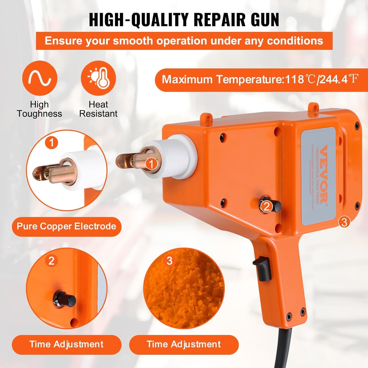 VEVOR Stud Welder Dent Repair Kit, 1600A Stud Welder Kit, 800VA Spot Welder Stud, 110V Welder Stud Kit, Stud Gun Dent Puller Kit with Complete Accessories, Dent Welder Repair for Auto Body Repairing