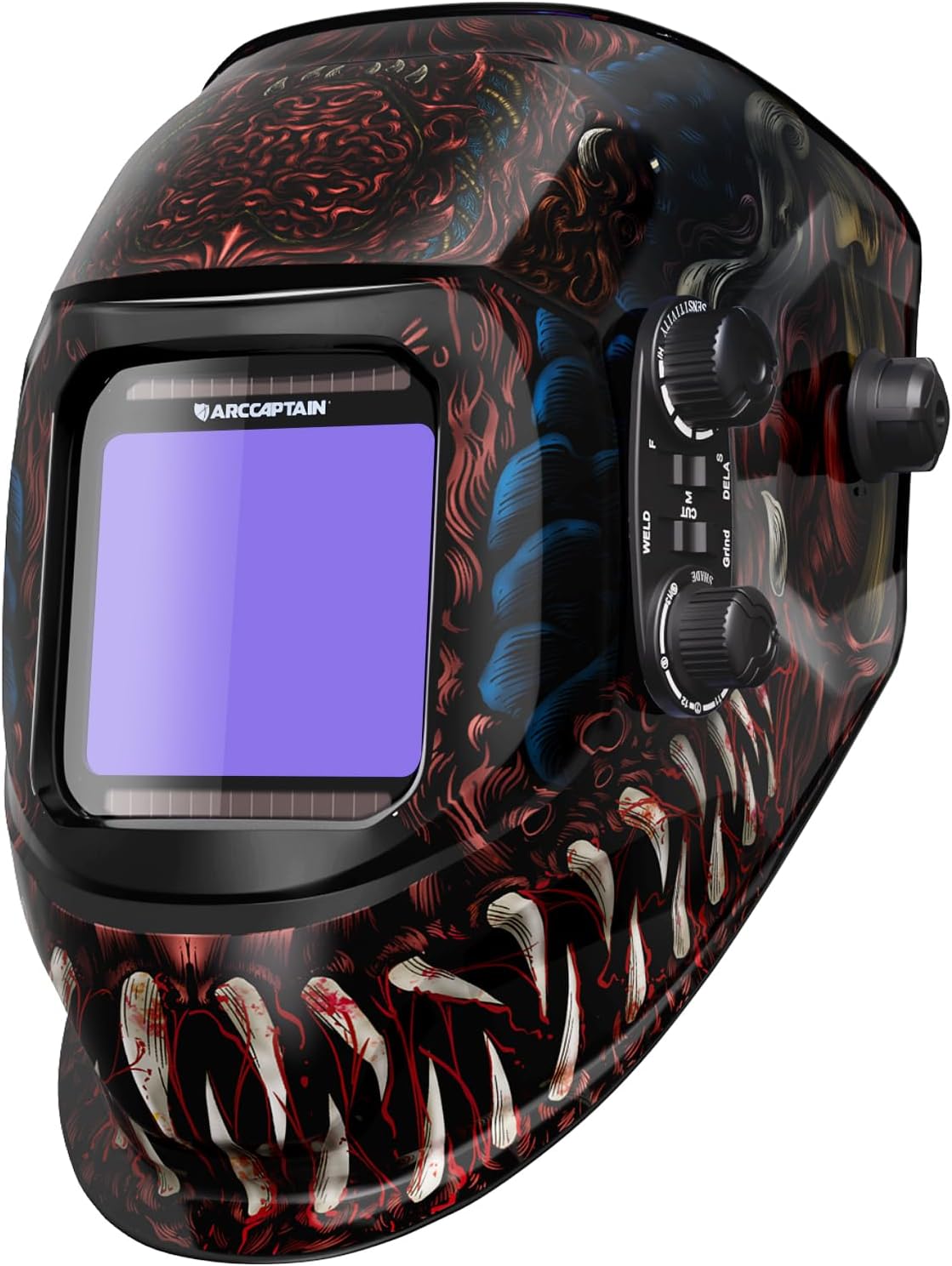 ARCCAPTAIN Welding Helmet Auto Darkening, 3.94"X3.66" Large Viewing Screen True Color Welding Hood with 4 Arc Sensor Solar Powered, Wide Shade 4-5/5-9/9-13 for ARC TIG MIG Welding Helmets for Men