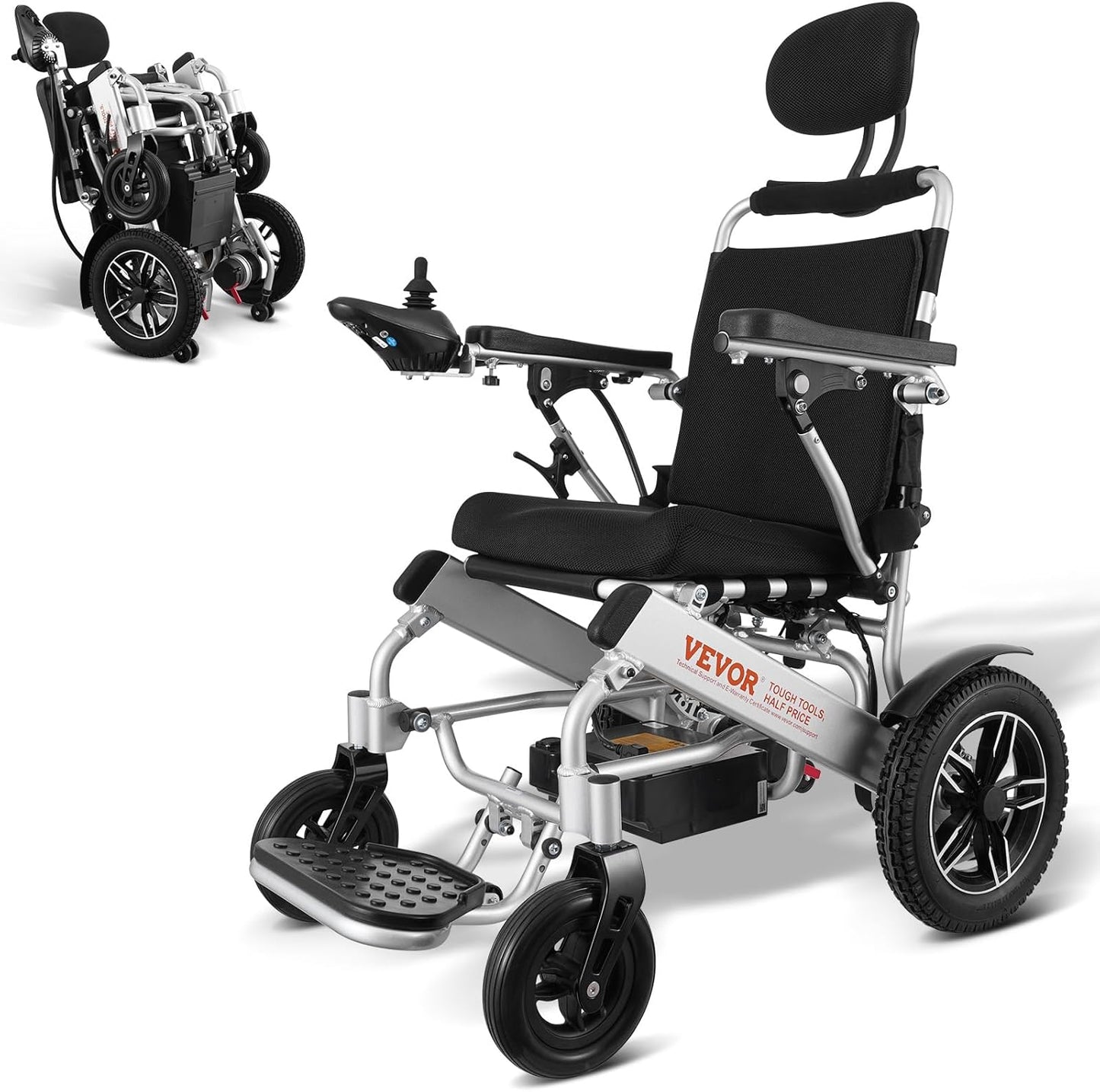 VEVOR Electric Wheelchair for Adults Seniors, 300 lbs Weight Capacity, 20 in Width Lightweight Foldable Motorized Power Wheelchairs, Long Range All Terrain Aluminum Alloy Chair