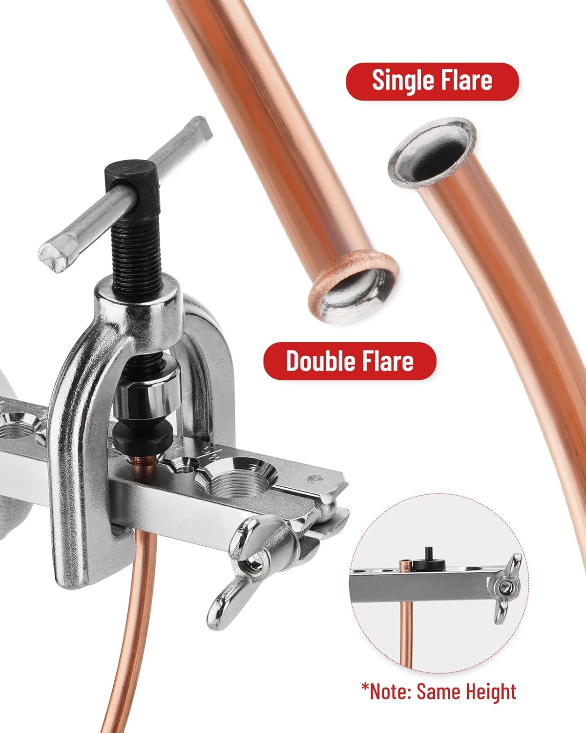 25 ft 3/16in &1/4in Copper Coated Brake Line Flaring Tool Kit, Includes 3-in-1 Tube Bender, Double & Single Flaring Tool Set, 4 Threads Unions, 40 Fittings