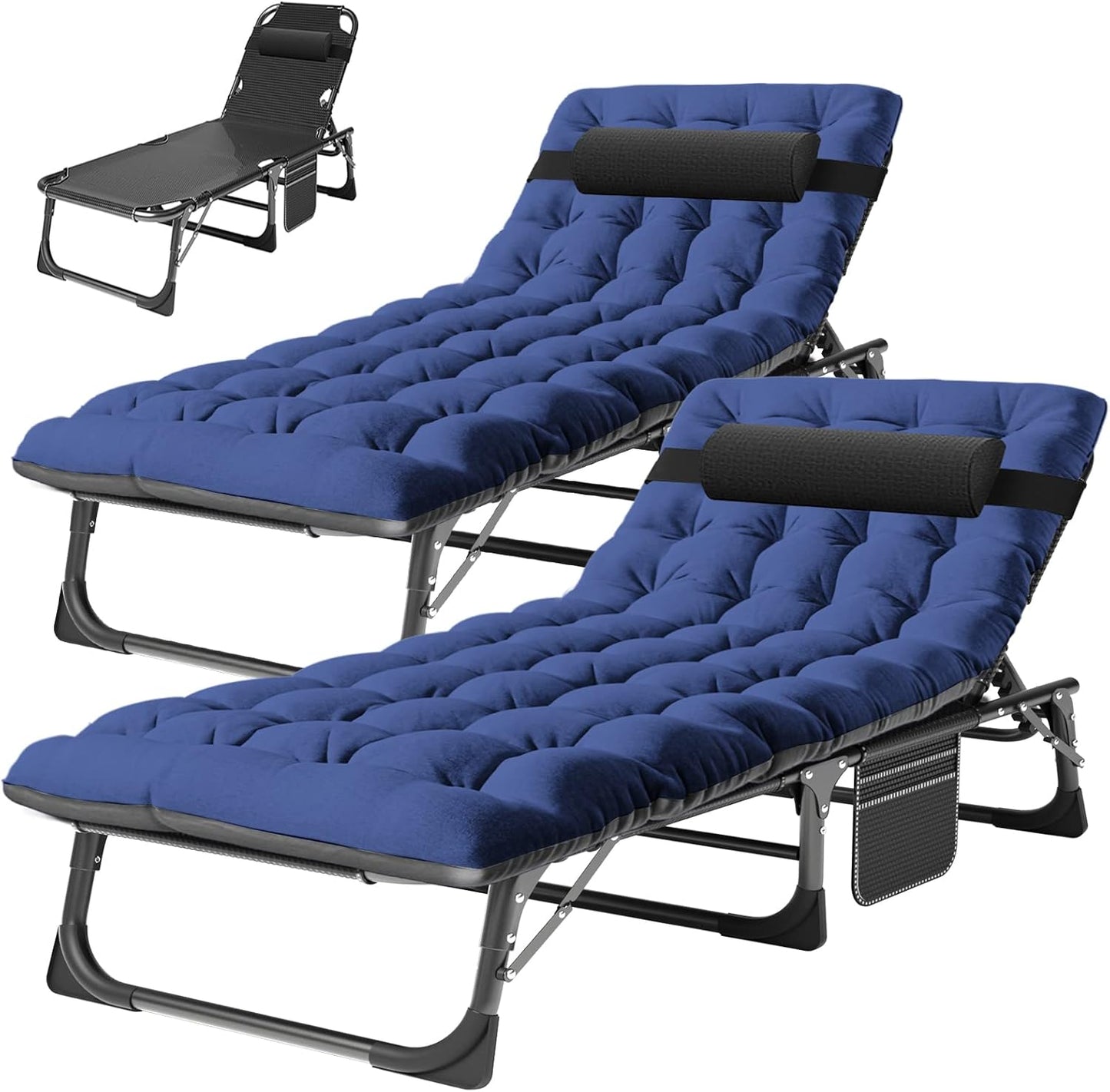 ABORON Chaise Lounge Chair,5 Positions Padded Outdoor Tanning Chair,Heavy Duty Portable Lounge Chair for Outdoor Sunbathing Patio Pool Lawn Deck Poolside,Support up to 440 Lbs