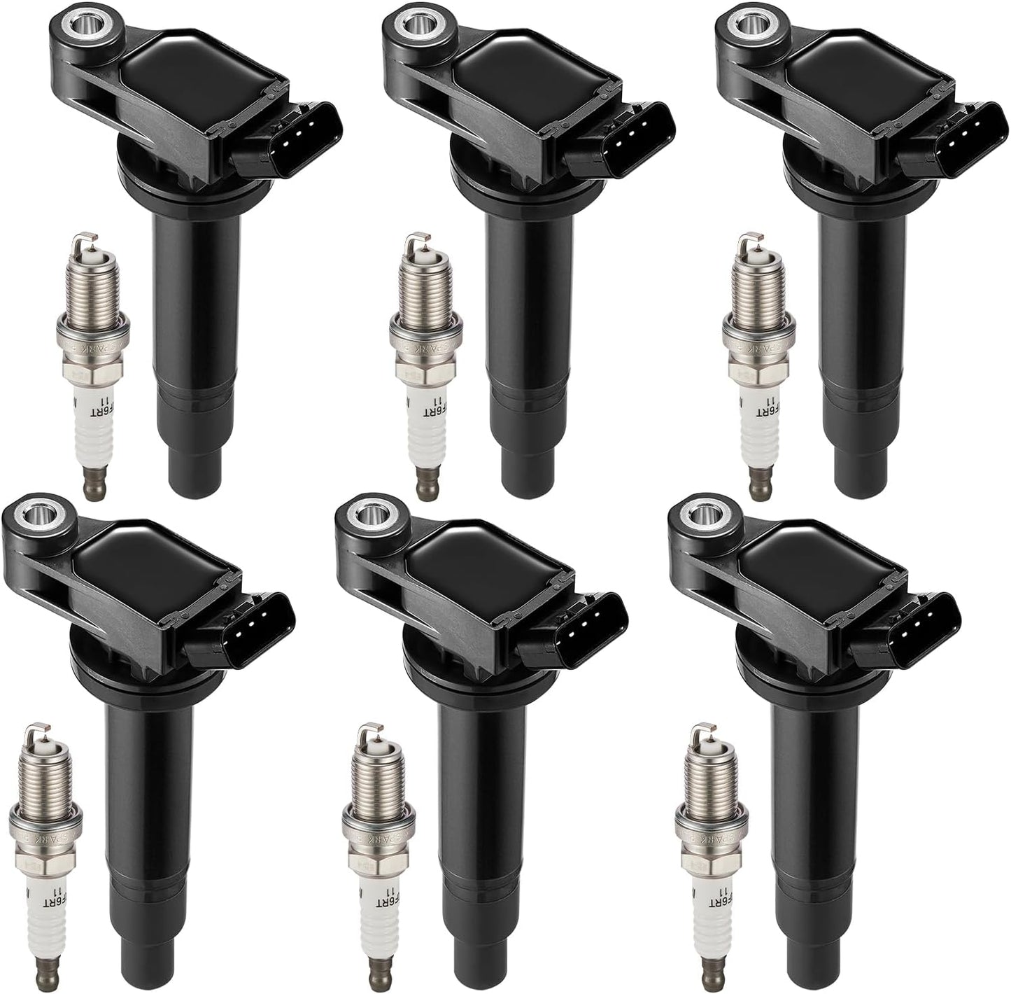 Set of 6 UF487 Ignition Coil Pack Compatible with Toyota Avalon Highlander Camry Sienna Rav4 Venza 4Runner ES350 IS350 RX350 RX450h GS350 ES300h 2.5L L4 3.5L V6 Replaces C1601 90919-A2007