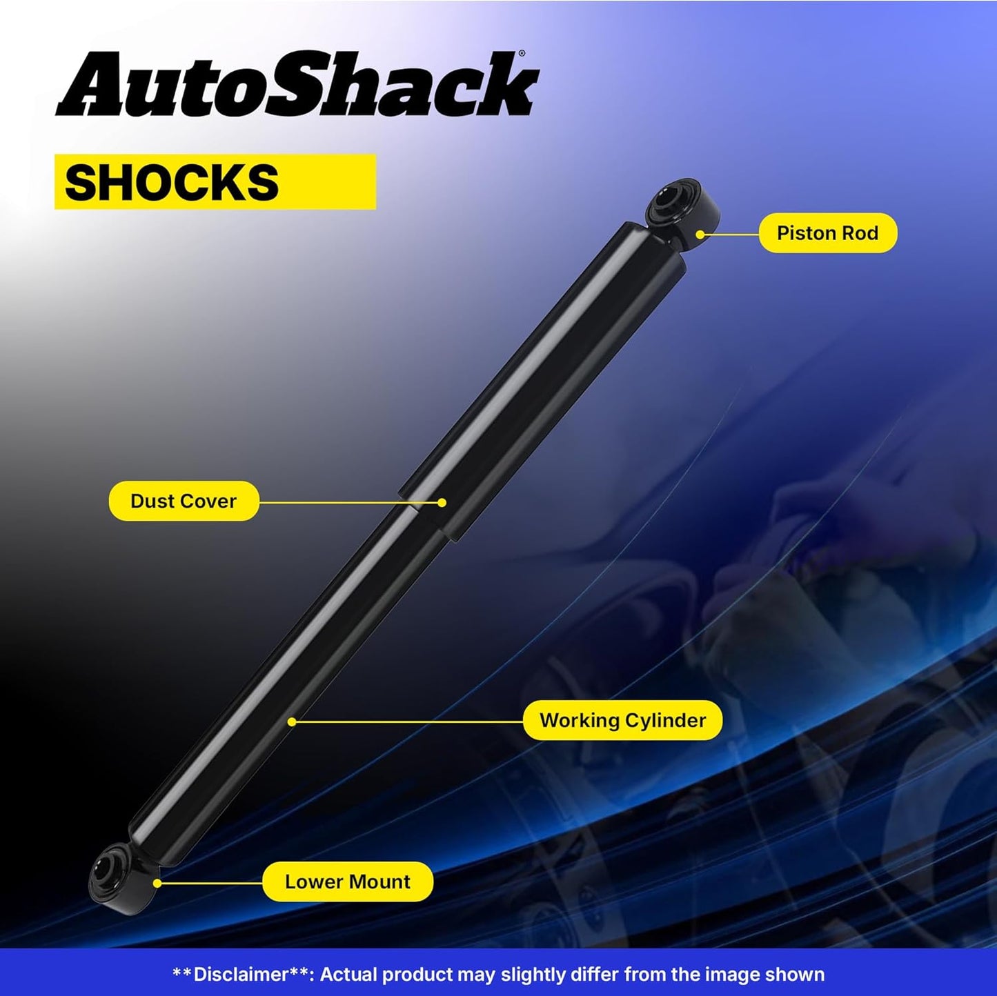 AutoShack Rear Shock Absorbers | Replacement for 2007-2024 Chevrolet Silverado 1500 2007-2024 GMC Sierra 1500 2019 GMC Sierra 1500 Limited | 2-PC
