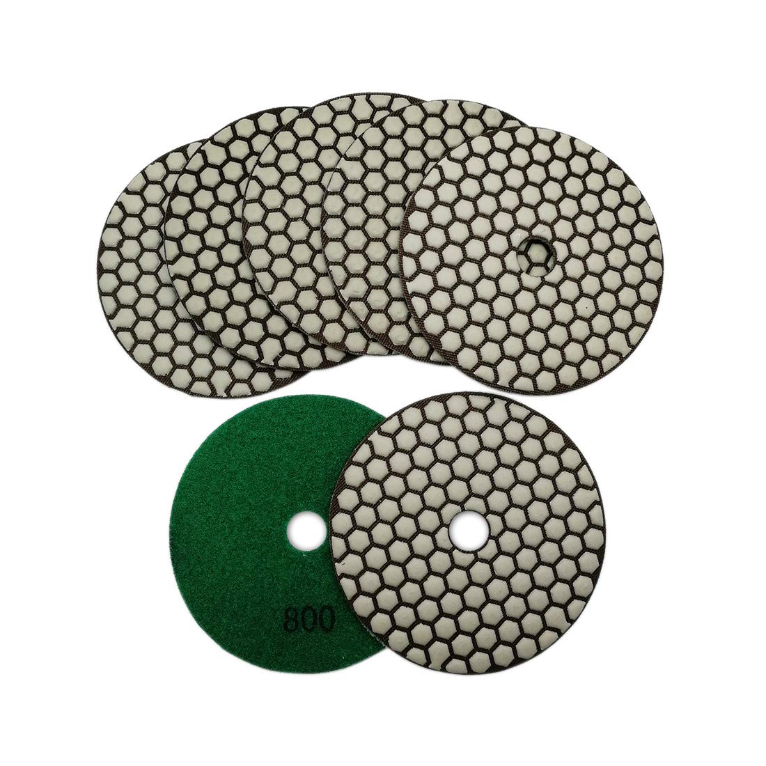 SHDIATOOL 5 Inch Dry Diamond polishing Pads Grit 50 for Granite Marble Quartz(7-Pack)