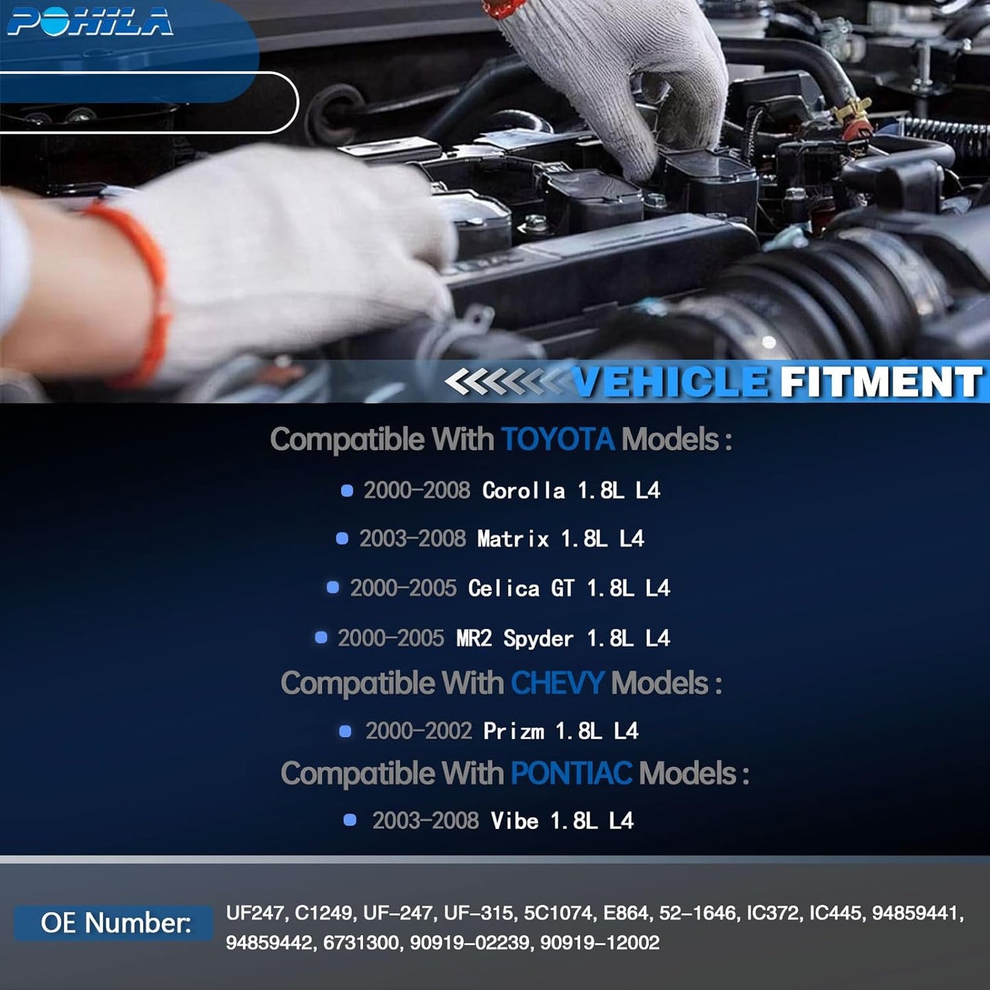 Set of 4 Ignition Coil Pack Replacement for 1.8 L4 Toyota Corolla Matrix Celica Pontiac Vibe Chevy Prizm 2000 2001 2002 2003 2004 2005 2006 2007 2008 1.8L Coils Replaces# UF247 C1249