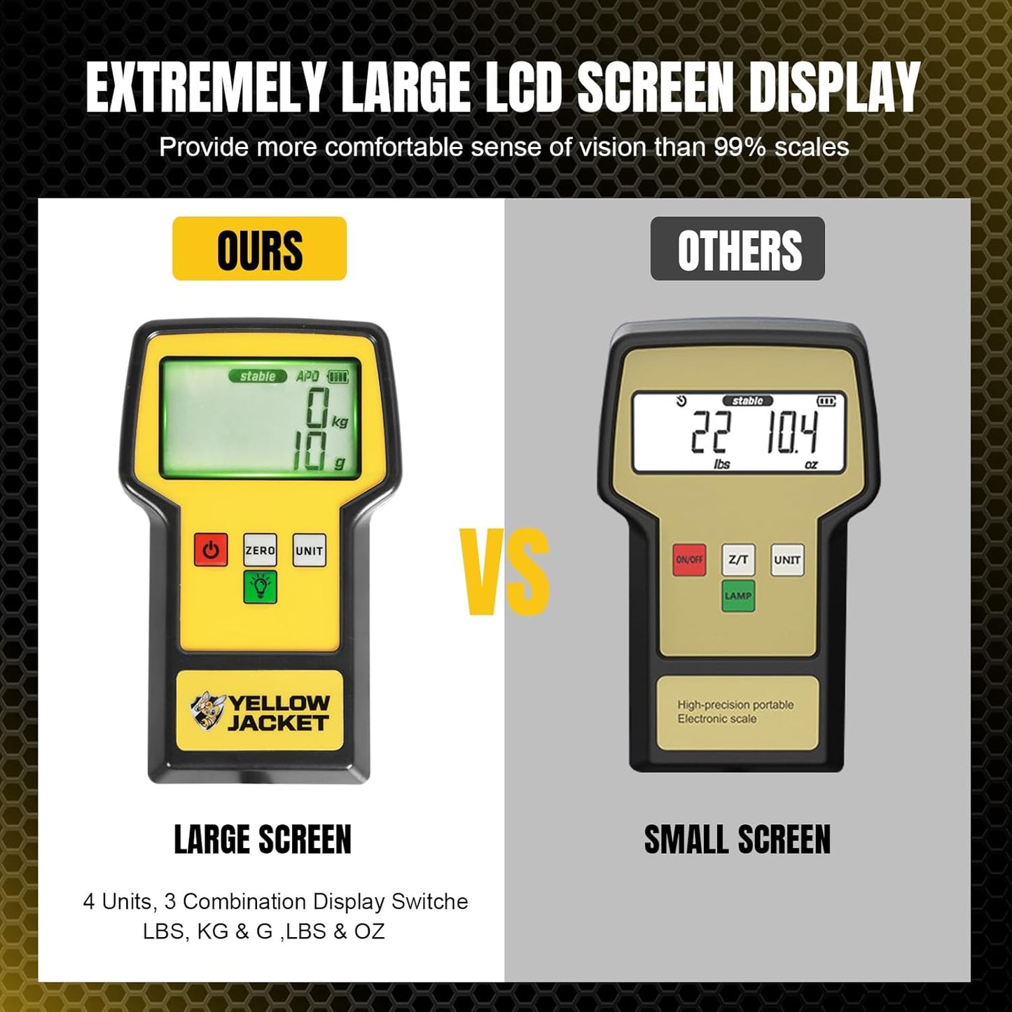 YELLOW JACKET Refrigerant Scale 110 LBS HVAC Freon Scale Ultra-Large LCD Screen High Precision Electronic Refrigerant Charging Weight Scale with Portable Case for Recovery Tanks