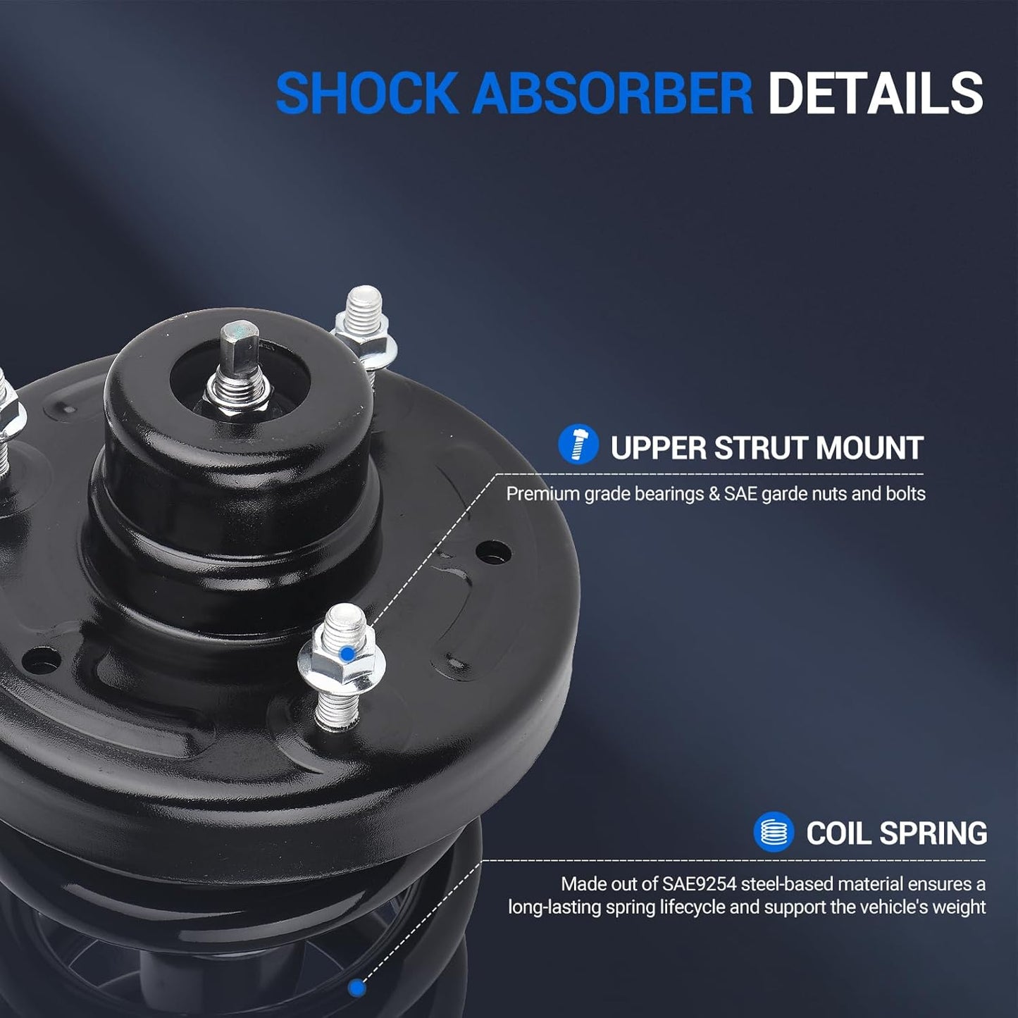 Autoround Pair 171139 Rear Complete Shock Absorber Compatible with 2007-2017 Ford Expedition & Lincoln Navigator, Left & Right Struts with Coil Spring Assembly