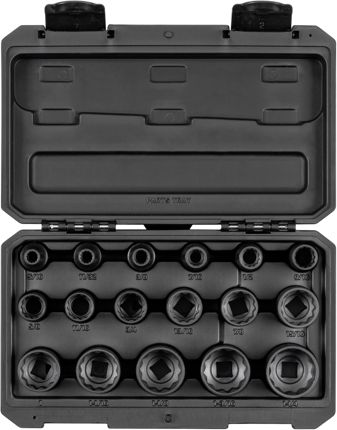 TEKTON 1/2 Inch Drive Deep 12-Point Impact Socket Set with Case, 17-Piece (8-24 mm) | SID92339