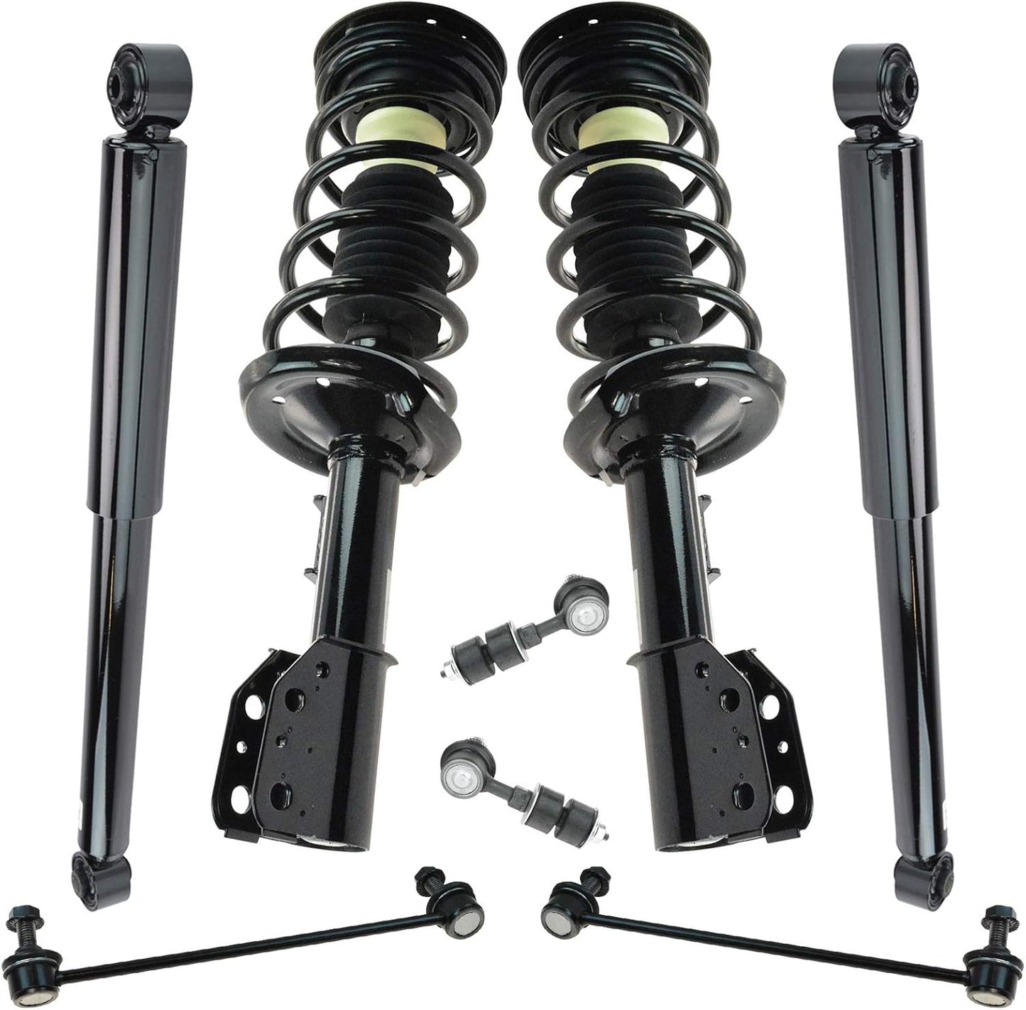 TRQ Front and Rear Suspension Kit Complete Strut & Coil Spring Assembly Shock Absorber Sway Bar Stabilizer Link Compatible with 06-13 BMW