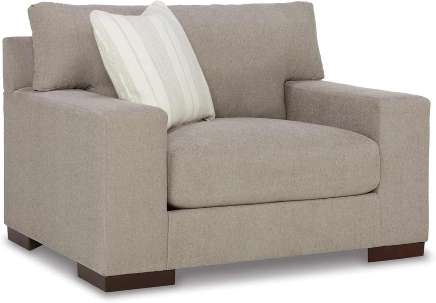 Signature Design by Ashley Maggie Contemporary Upholstered Oversized Chair with 1 Accent Pillow, Light Brown