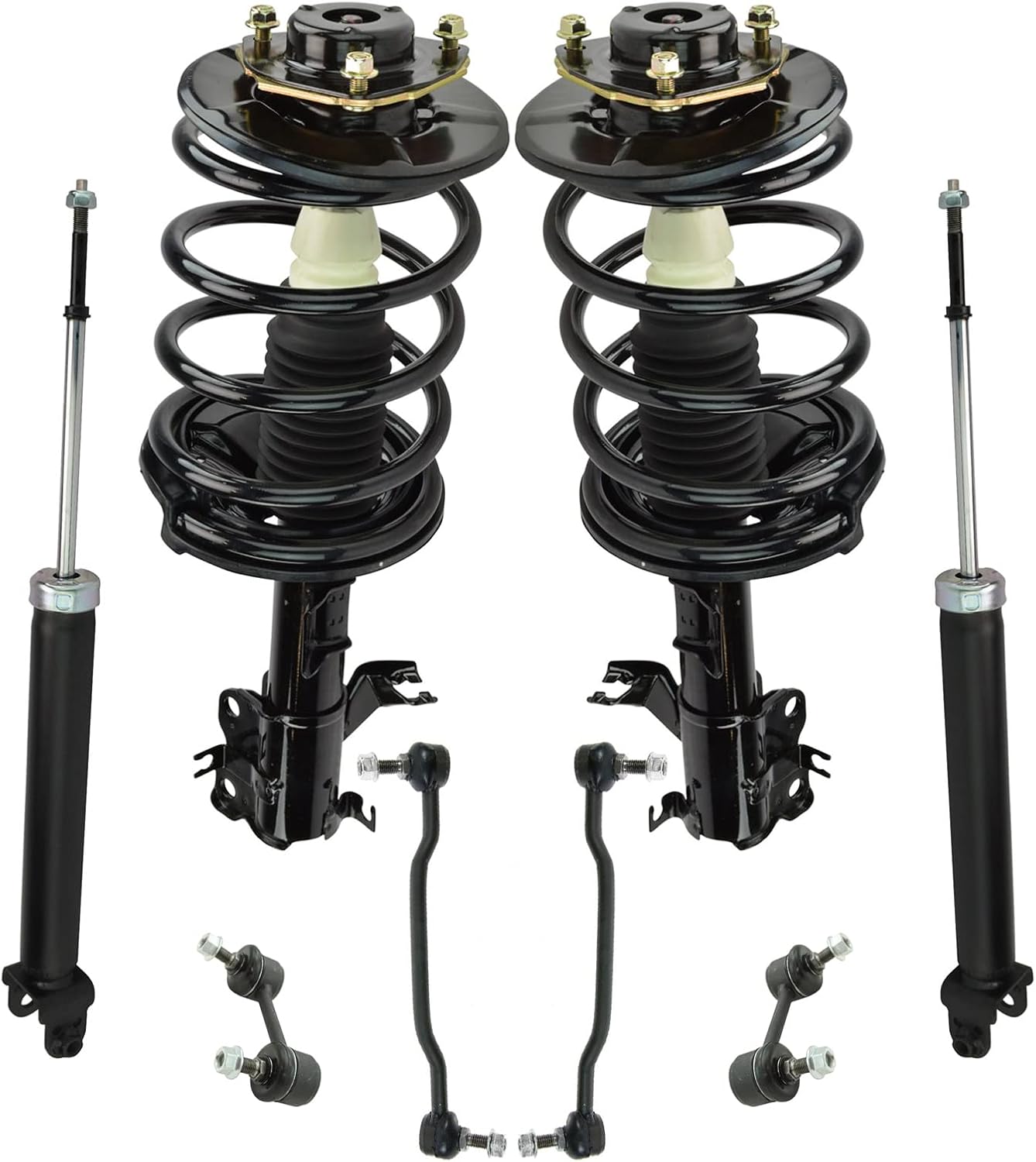 TRQ Front and Rear Suspension Kit Complete Strut & Coil Spring Assembly Shock Absorber Sway Bar Stabilizer Link Compatible with 06-13 BMW