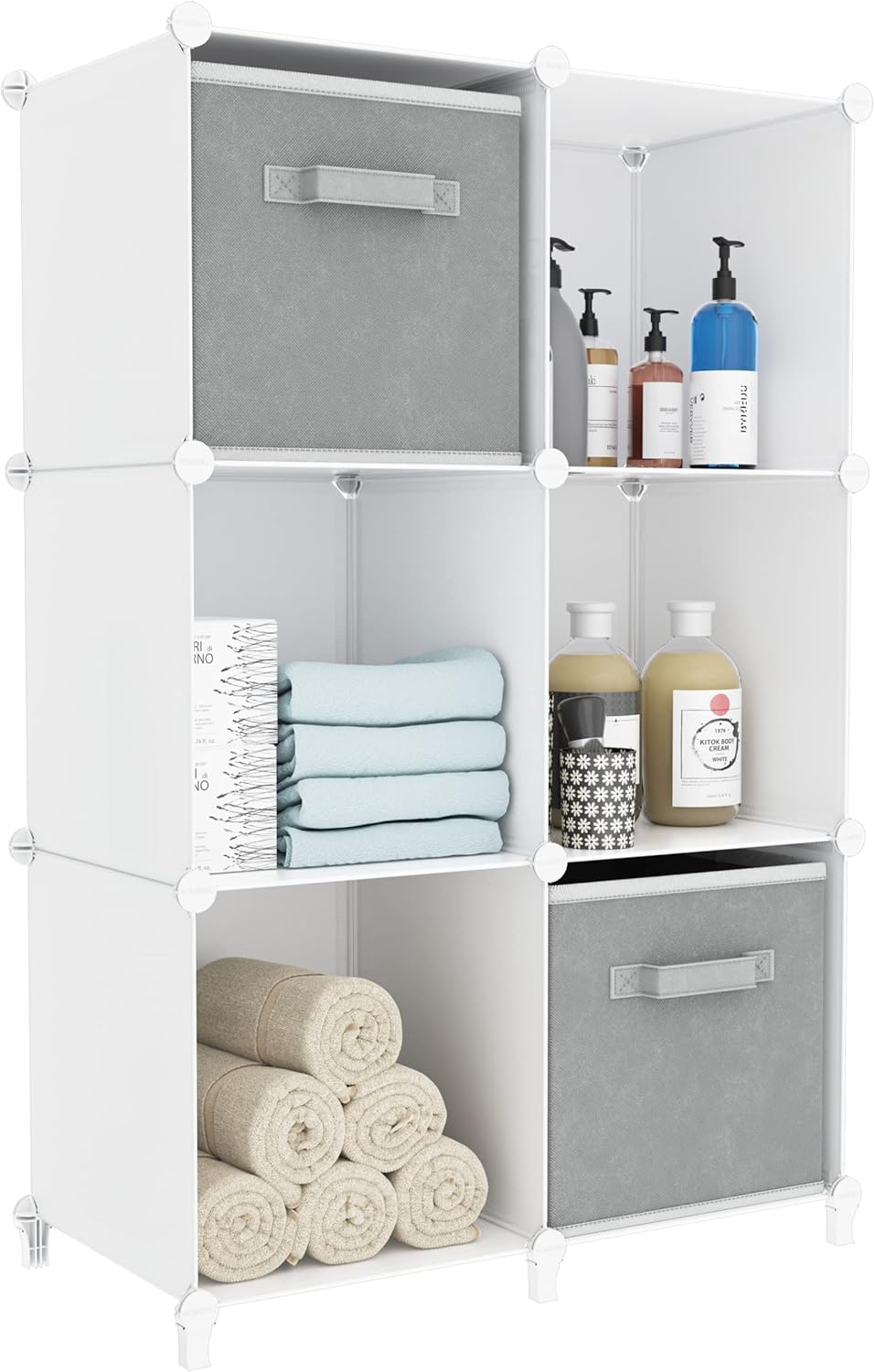 6-Cube Storage Organizer, Closet Organizer Storage Cabinet Shelf Bookcase Bookshelf with Metal Hammer, Storage Cubes Organizer Cabinet for Kids, Closet, Bedroom, Bathroom(11.8x11.8x11.8 inch)Black