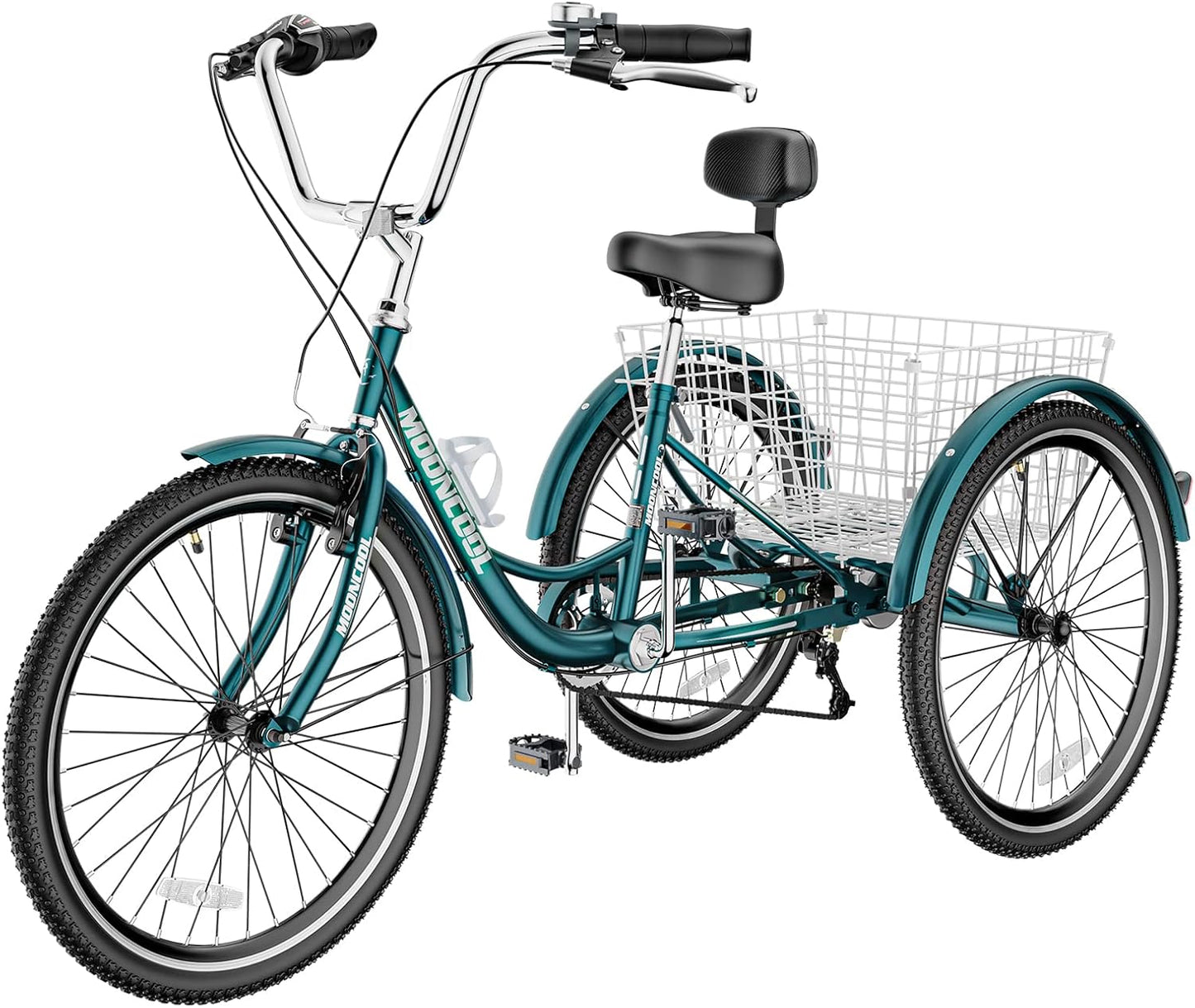 Slsy Adult Tricycles 7 Speed, Adult Trikes 20/24/26 inch 3 Wheel Bikes, Three-Wheeled Bicycles Cruise Trike with Shopping Basket for Seniors, Women, Men