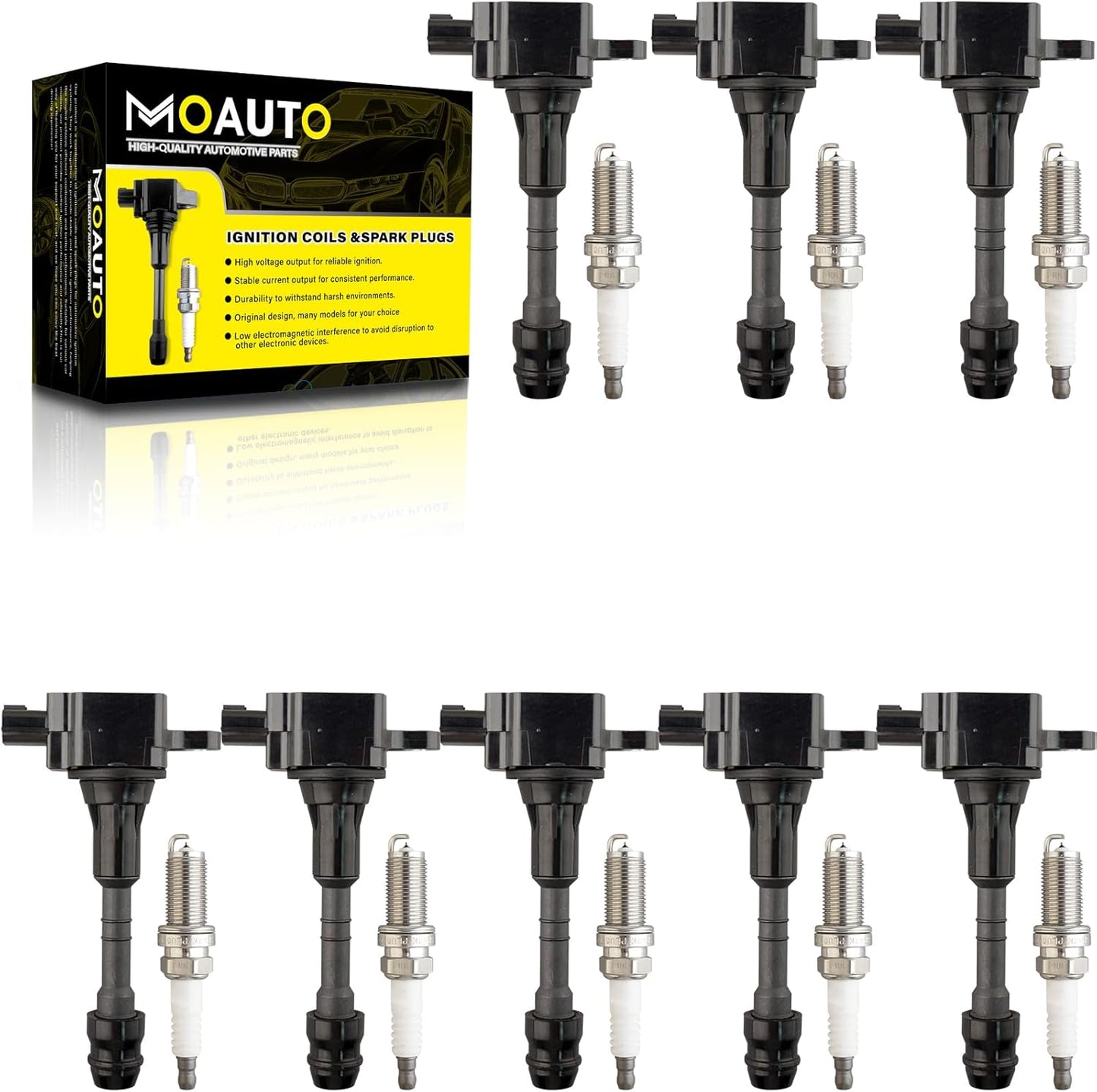 Set of 6 Ignition Coils Pack UF750 12138643360 & 6 PCS Iridium Spark Plugs Compatible with BMW 340i GT 540i X3 740i 640i xDrive M240i X4 Mini Cooper Clubman - 1.5L 3.0L L3 L6