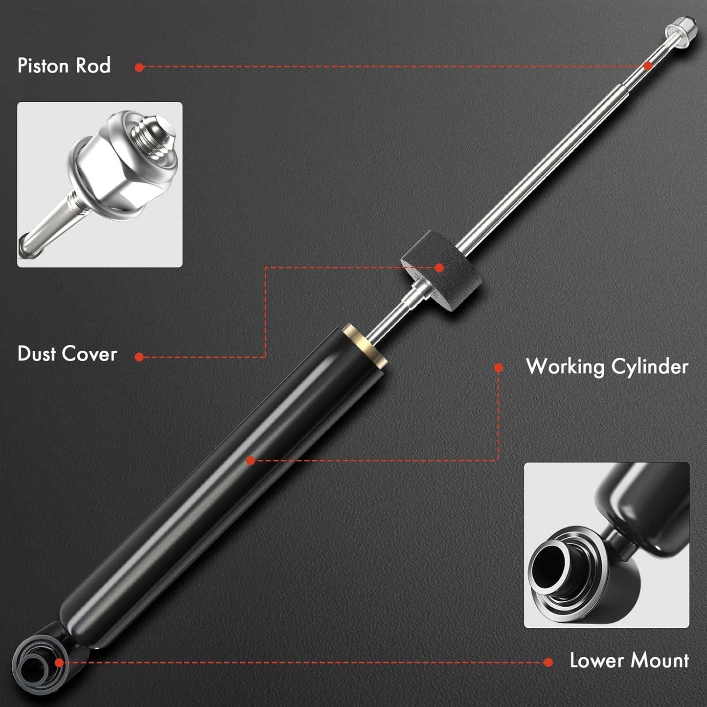 A-Premium Rear Pair (2) Shock Absorber Compatible with BMW E36 E46 318i 323i 325i 328i 330i 318is 323is 325is 328is 328Ci 330Ci, No Sport Suspension, LH and RH Side