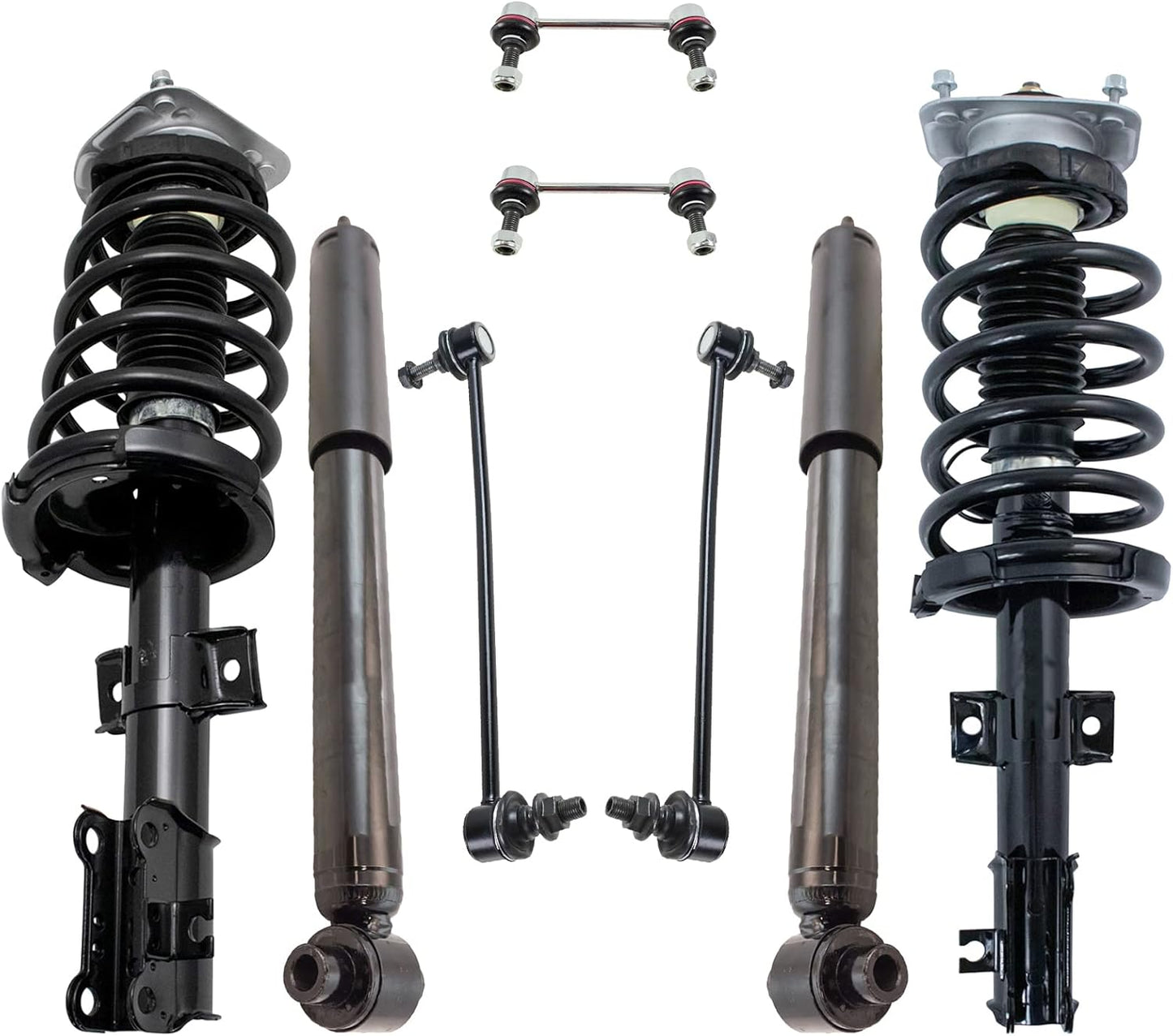 TRQ Front and Rear Suspension Kit Complete Strut & Coil Spring Assembly Shock Absorber Sway Bar Stabilizer Link Compatible with 06-13 BMW