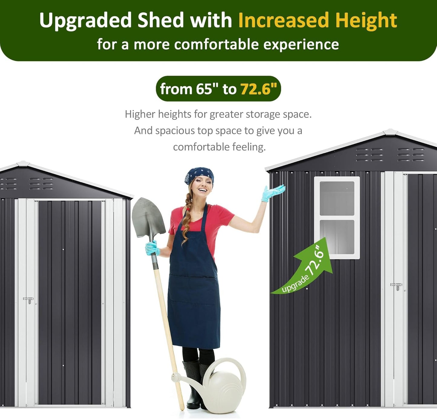 6.1x4 FT Outdoor Storage Shed, Metal Garden Tool Shed with Updated Frame Structure, Lockable Doors and Windows, Ideal for Backyard Garden Patio Lawn, Grey
