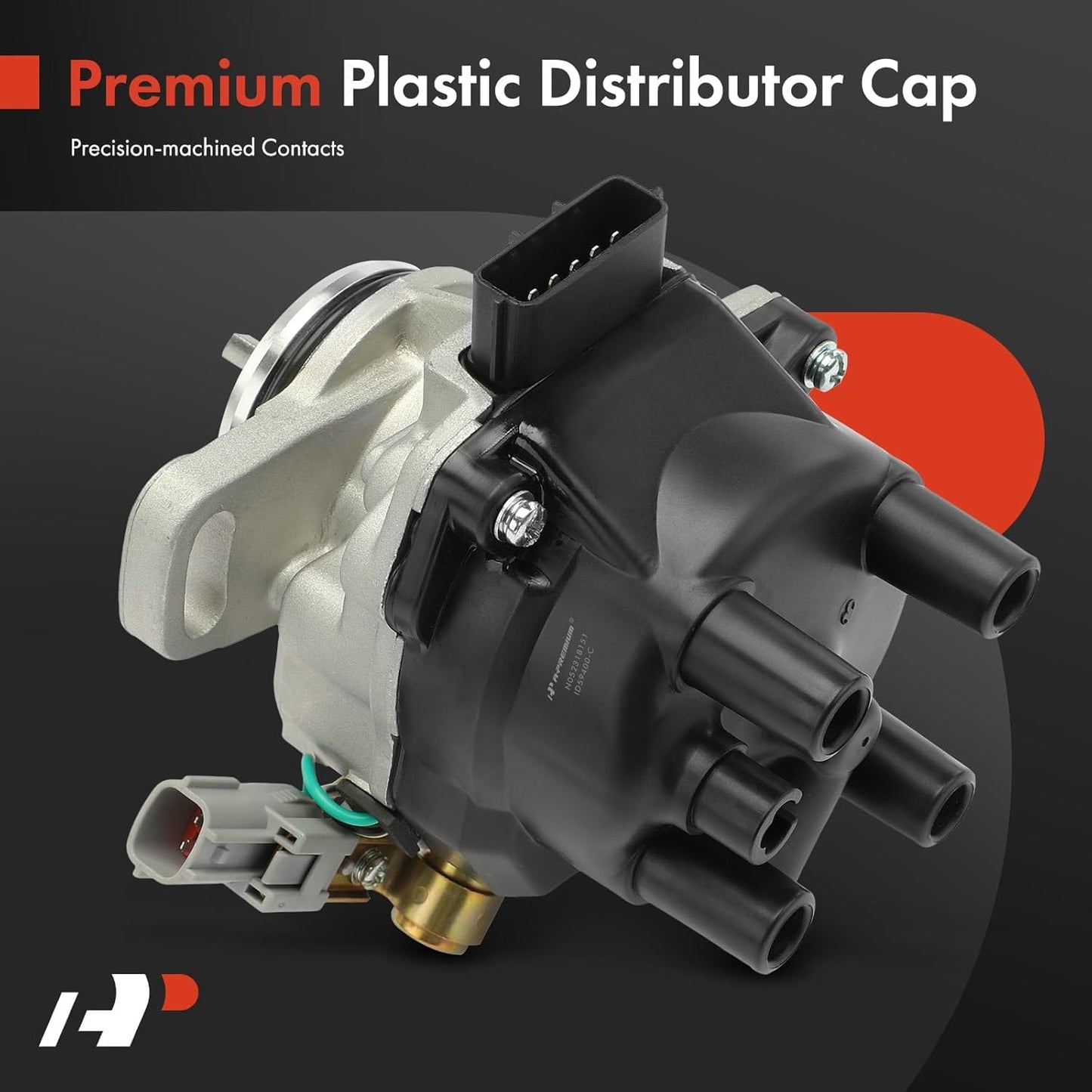 A-Premium Ignition Distributor with Cap and Rotor Compatible with Nissan Sentra 1995-1999, 200SX 1995-1998, 1.6L
