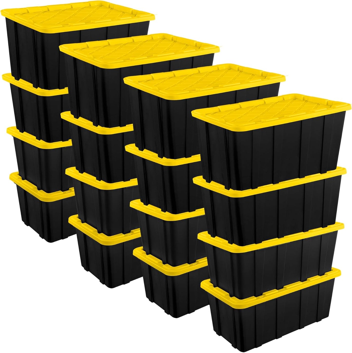 Sterilite 6-Pack Industrial Tote, Plastic Storage Container Bins with Lids, 17 Gallon - Heavy-Duty Organizing Containers for Closet, Bathroom, and Office