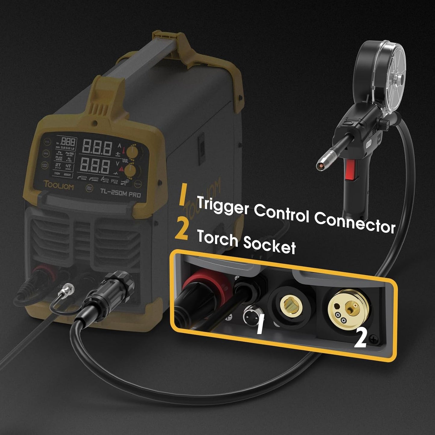 TOOLIOM Spool Gun 150A Aluminum MIG Welding Euro Connection for TOOLIOM TL-200M&TL-250M