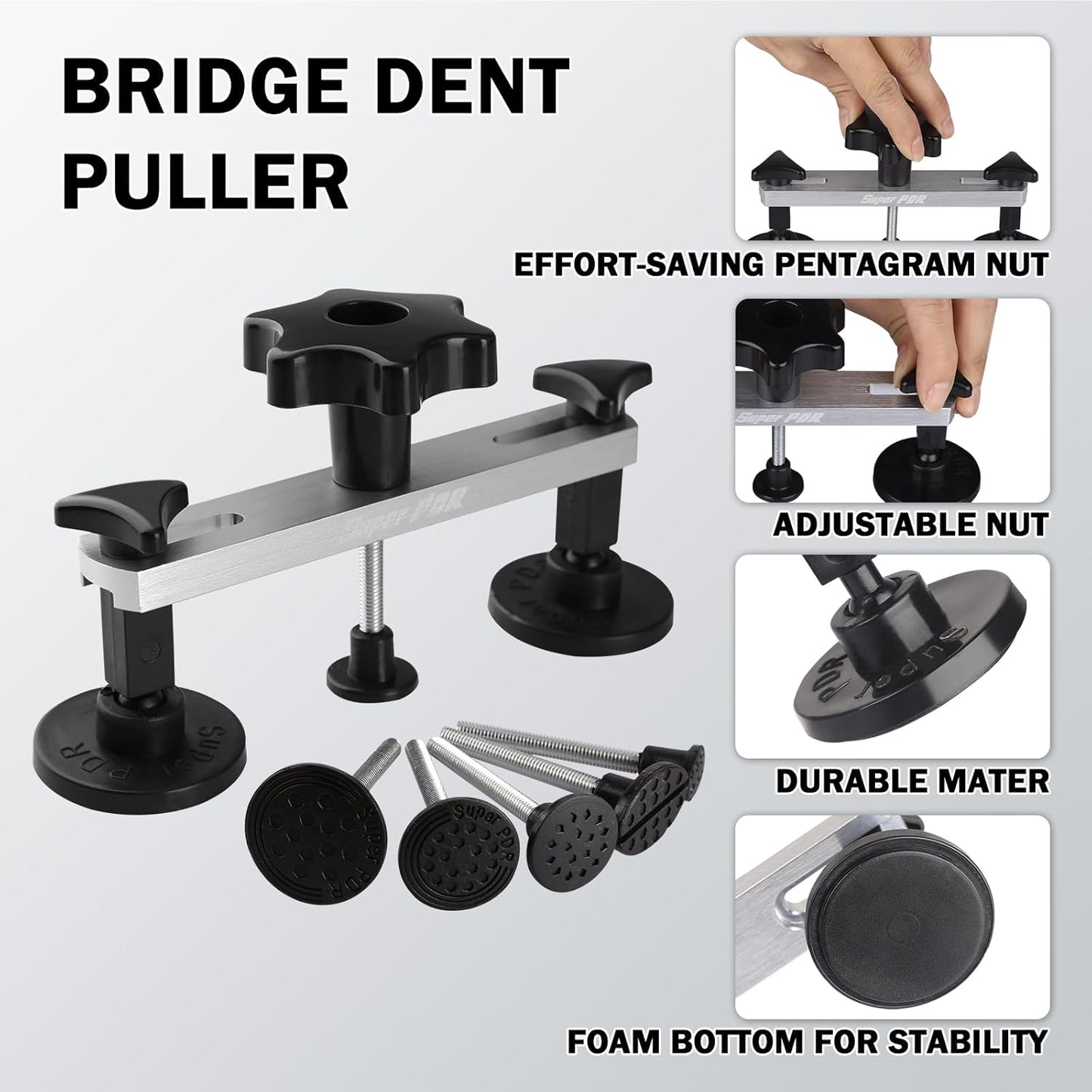 Super PDR Car Dent Puller Kit, 148 PCS Paintless Dent Repair Kit with LED Line Board, Slide Hammer, T-Bar, Dent Lifter & Bridge Puller, PDR Tools for Auto Body Repair, Dent Remover Tool for Car SUV