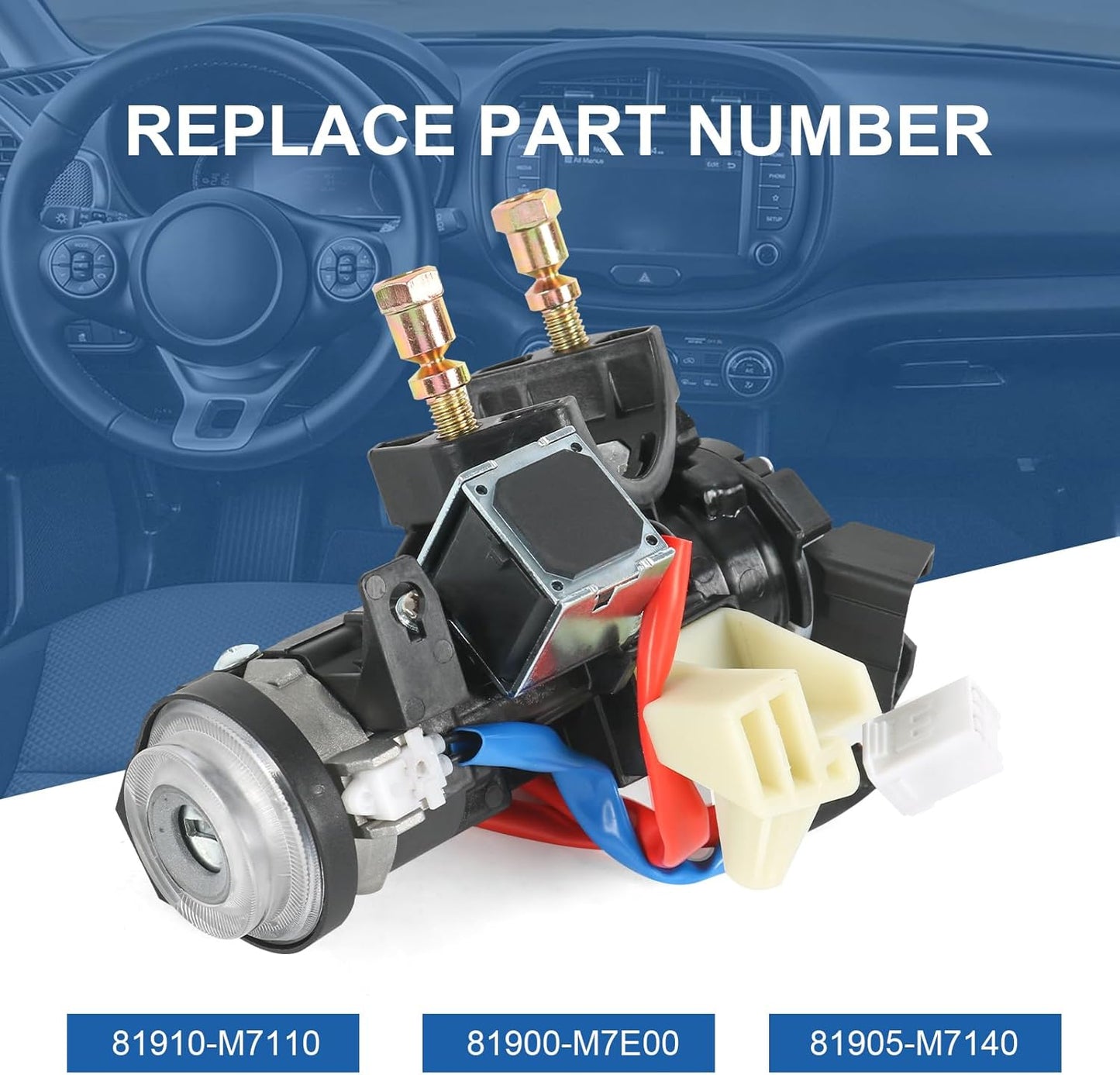 81910-M7110 Ignition Lock Switch Assembly Compatible with 2019-2021 KIA Forte 2021-2023 Seltos 2020-2022 Soul Ignition Lock Housing Cylinder Replace#81910M7110 81900-M7E00, 81905-M7140