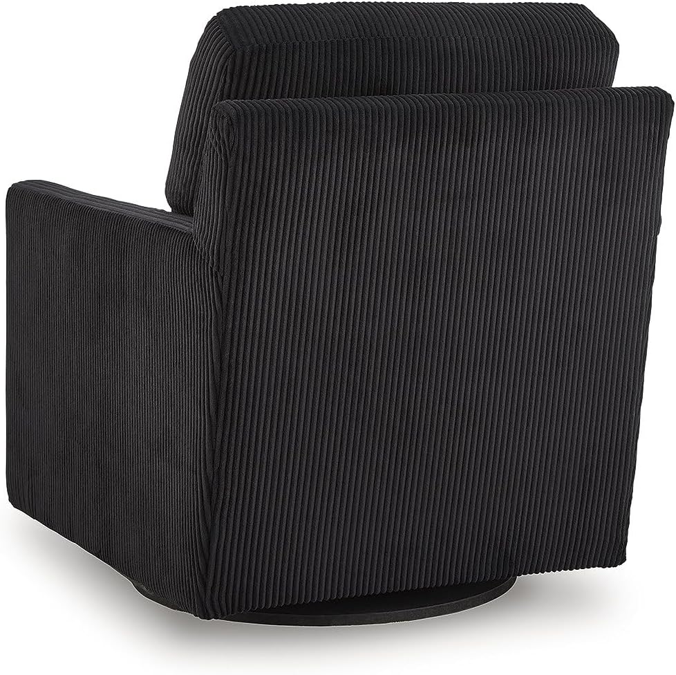 Signature Design by Ashley Icaman Modern Indoor Swivel Upholstered Chair with Reversible Cushions, Black
