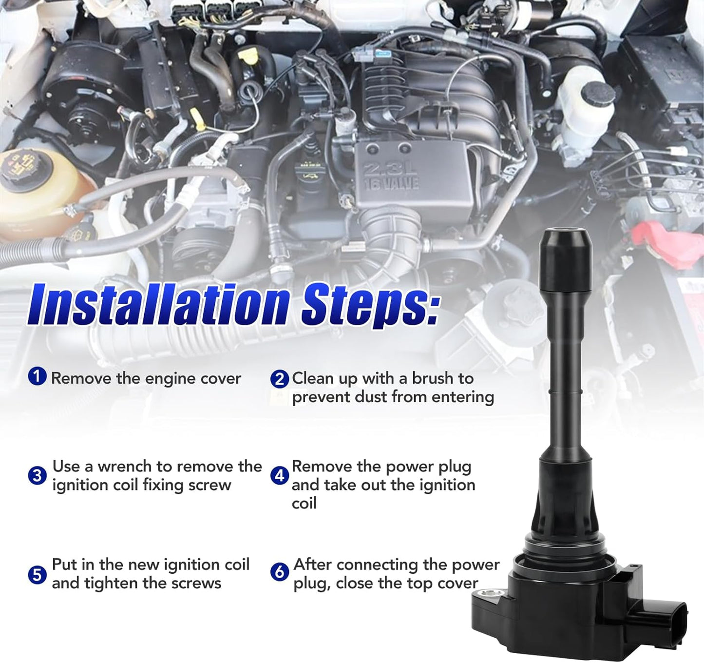 Set of 6 Ignition Coil Pack fits for 2008 2009 2010 2011 2012 2013 Infiniti G37 M37 EX37 Nissan 370Z 3.7 Coils Replaces UF617 22448EY00A