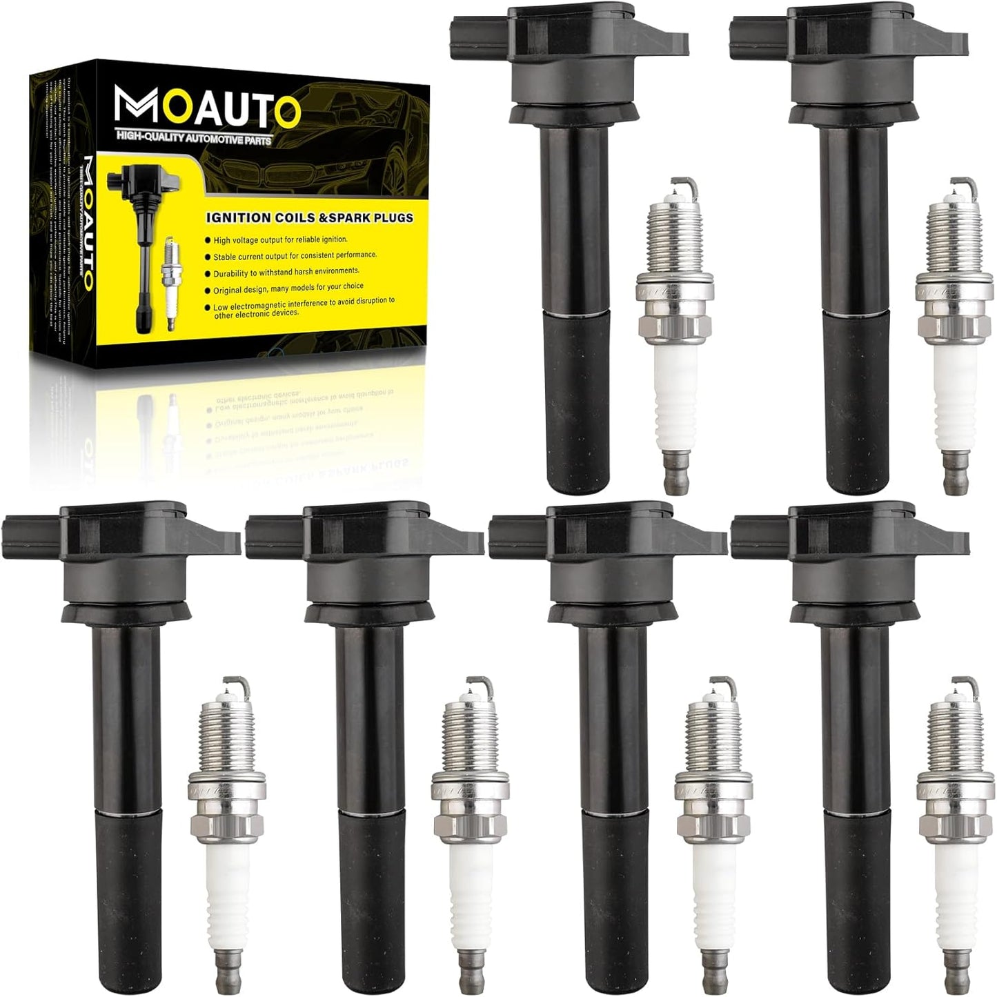 Set of 6 Ignition Coils Pack UF796 90919-A2008 & 6 PCS Iridium Spark Plugs Compatible with Lexus GS350 GS450h IS300 IS350 LC500h LS500h RC300 RC350 RX450h RX450hL Toyota Highlander Tacoma