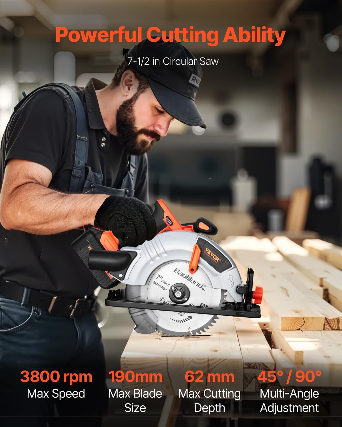 VEVOR Tool Combo Kit, 20V Brushless 5-Tool Combo Kit, Cordless Power, Cordless Drill and Impact Driver, with 4.0 Ah Batteries, Charger, Reciprocating Saw, Circular Saw, and Work Light