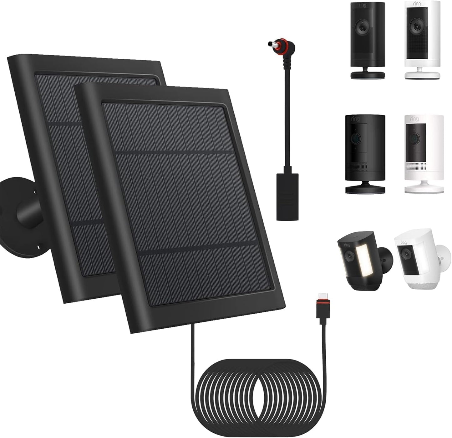 Solar Camera Outdoor Wireless for Ring Solar Panel 10FT/3M Cable for Ring Camera Solar Panel for Ring Spotlight Cam Plus/Pro & Stick Up Cam/Pro Battery & Spotlight Cam Battery-3-Pack