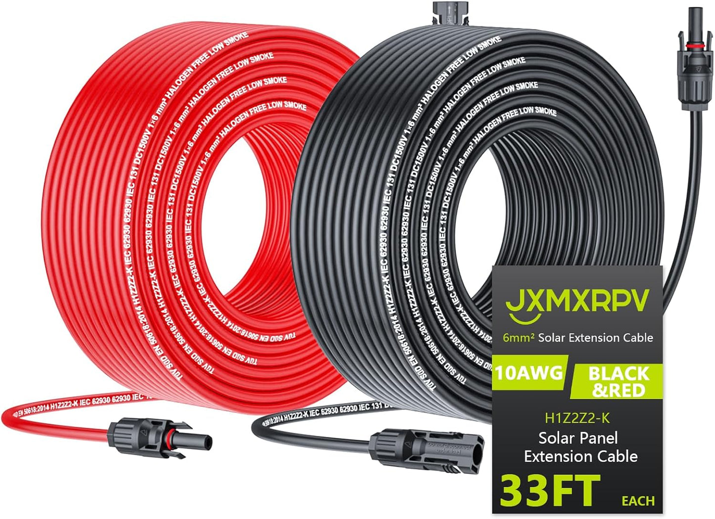 50Ft 10AWG Solar Cable Extension with Protection Cover, Solar Wire with Tool-Free Solar Connectors, IP68 Waterproof PV Cable, Solar Panel Extension Cable 10Gauge for Home Boat RV Solar Panels(50ft)