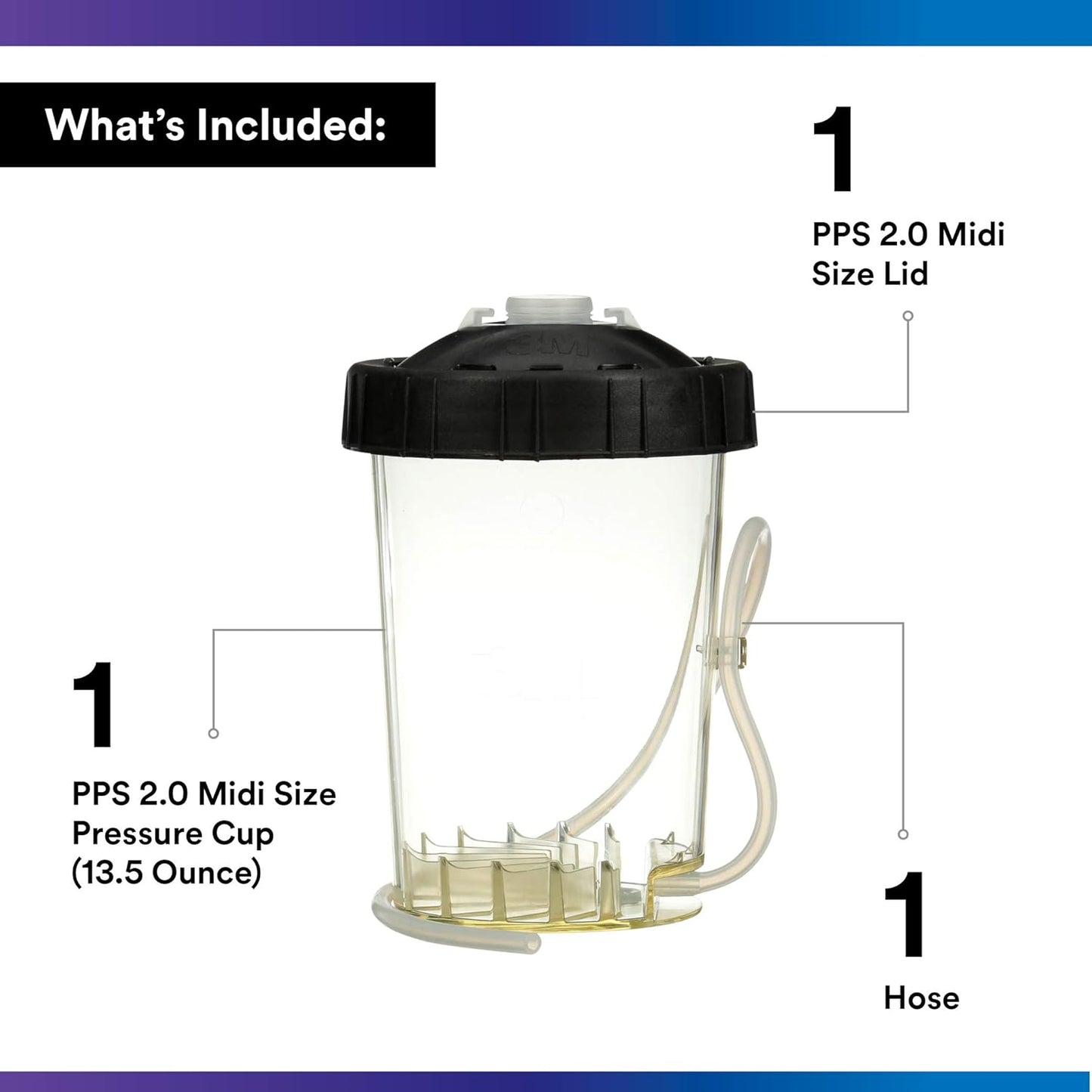 3M PPS 2.0 H/O Pressure Cup with Air Hose, 26121, Midi, 13.5 Ounces, Use with 3M Accuspray HGP Spray Gun for Thick High-Viscosity Latex Paints, Varnishes, Coatings and Primers, 1 Pack