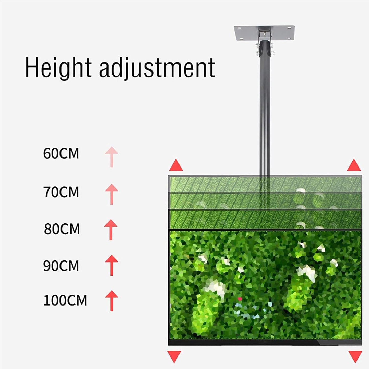 Adjustable Ceiling TV Mount Bracket for 12-27 Inch TVs, Tilt & Swivel, Max 200x200mm, Multiple Height Options, 2.5m Extension, Secure & Versatile TV Stand