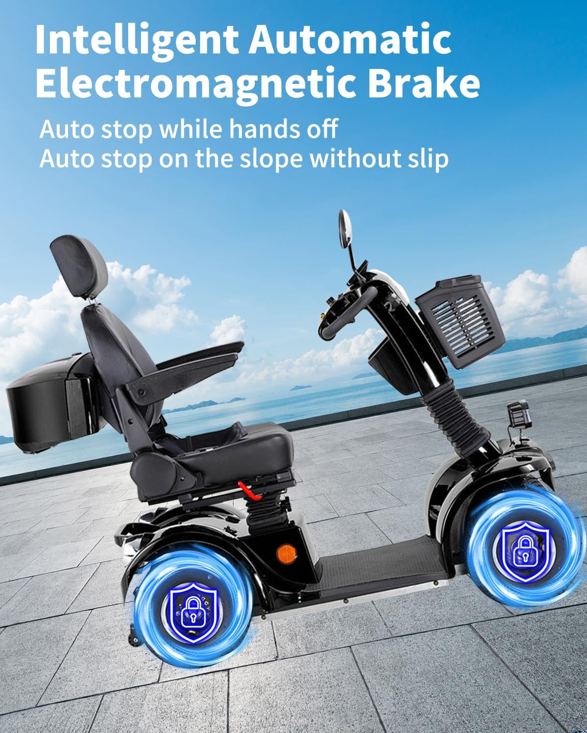 All Terrain Mobility Scooter for Seniors,Heavy-Duty 4 Wheel Mobility Scooters Mobility Scooter,Handicap Scooters for Adults with 3-Speed Travel Long (Black)