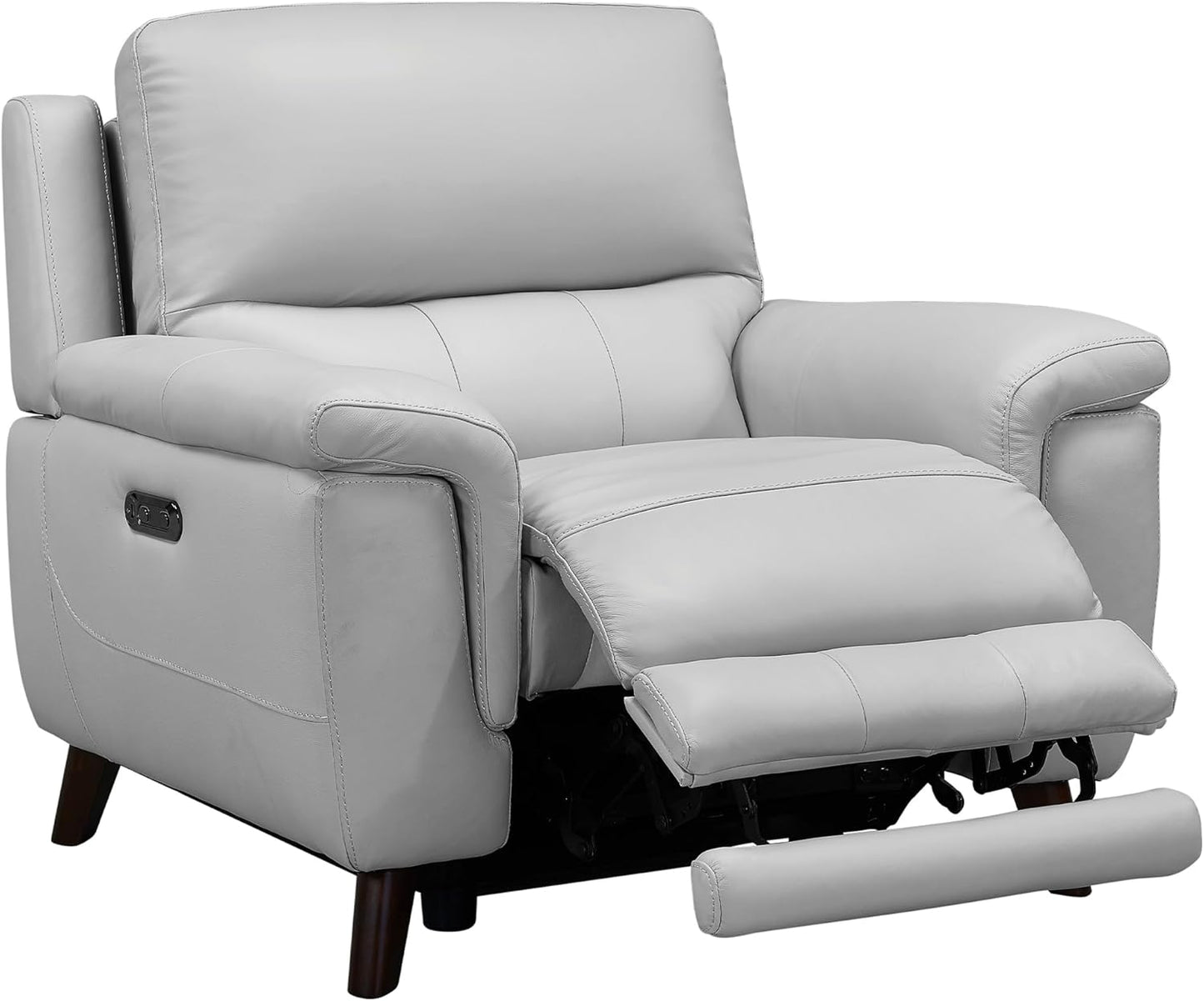Armen Living Lizette Contemporary Top Grain Leather Power Reclining Living Room Accent Chair, Dove Grey